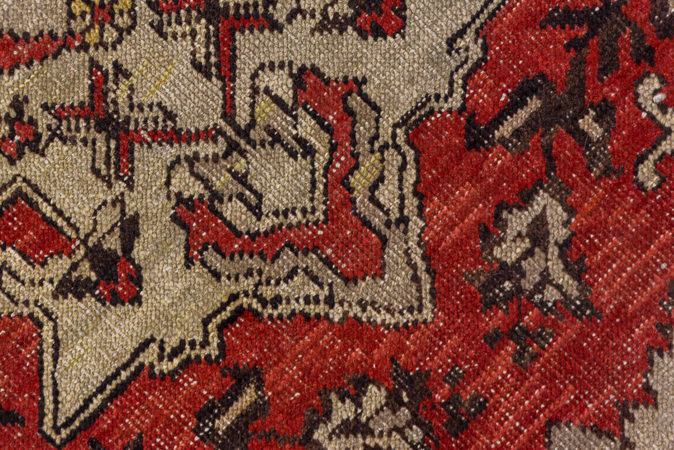 4' x 7' one-of-a-kind handmade vintage Oushak rug. Color palette: ivory, rust, crimson, charcoal, taupe, rose, terracotta