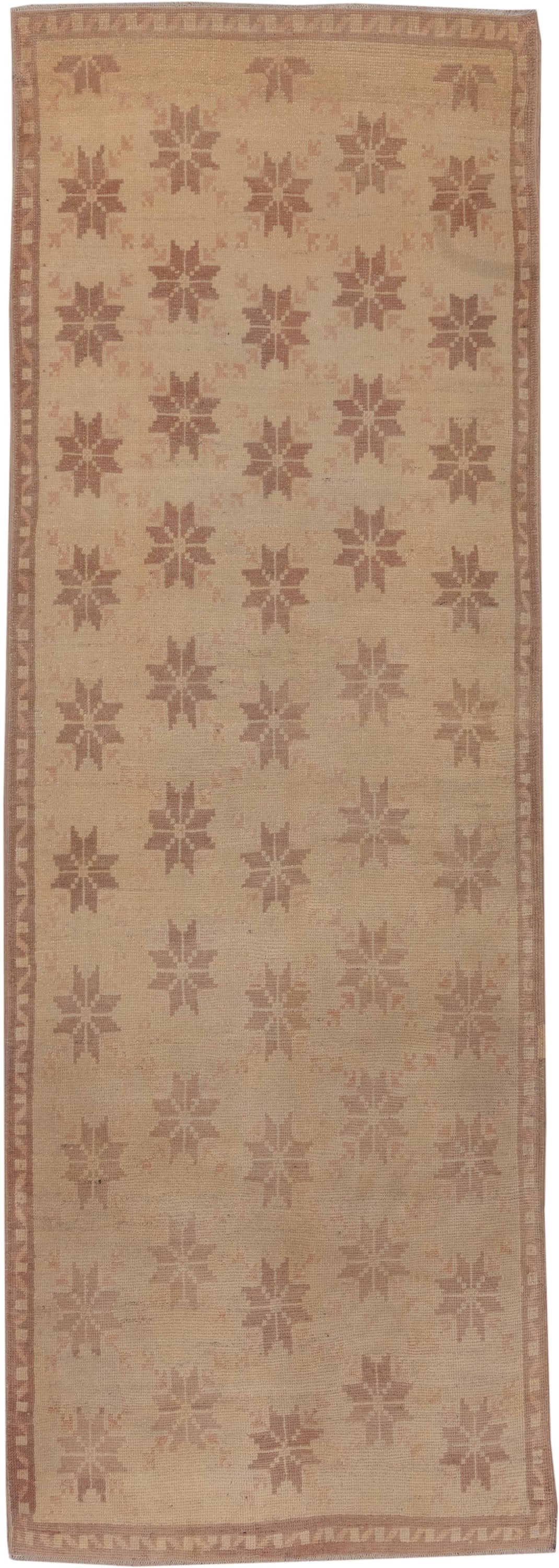 3' x 10' one-of-a-kind handmade vintage Tulu runner rug. Color palette: beige, taupe, dusty_rose, camel, gray, pink