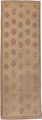 3' x 10' one-of-a-kind handmade vintage Tulu runner rug. Color palette: beige, taupe, dusty_rose, camel, gray, pink
