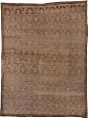 6' x 9' one-of-a-kind handmade vintage Oushak medium size rug. Color palette: taupe, camel, brown, beige, ivory, gray