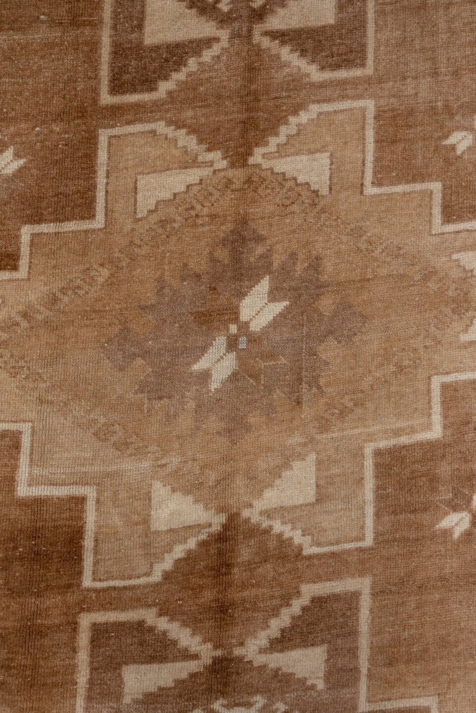 5' x 9' one-of-a-kind handmade vintage Oushak medium size rug. Color palette: camel, taupe, ivory, tan, brown, beige, gray