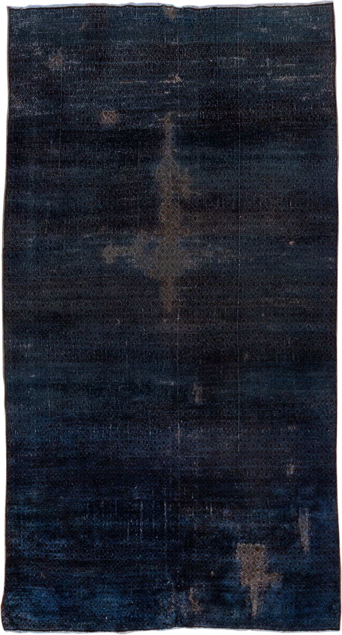 5' x 9' one-of-a-kind handmade vintage Oushak medium size rug. Color palette: indigo, navy, charcoal, slate, taupe, purple