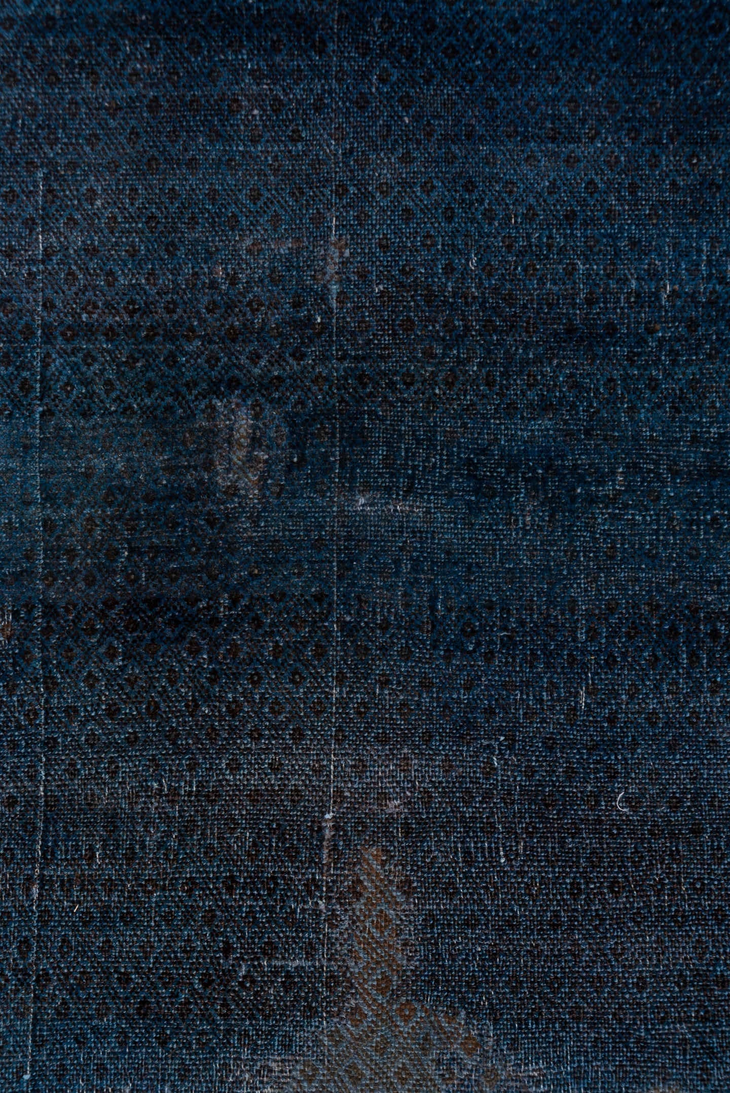 5' x 9' one-of-a-kind handmade vintage Oushak medium size rug. Color palette: indigo, navy, charcoal, slate, taupe, purple