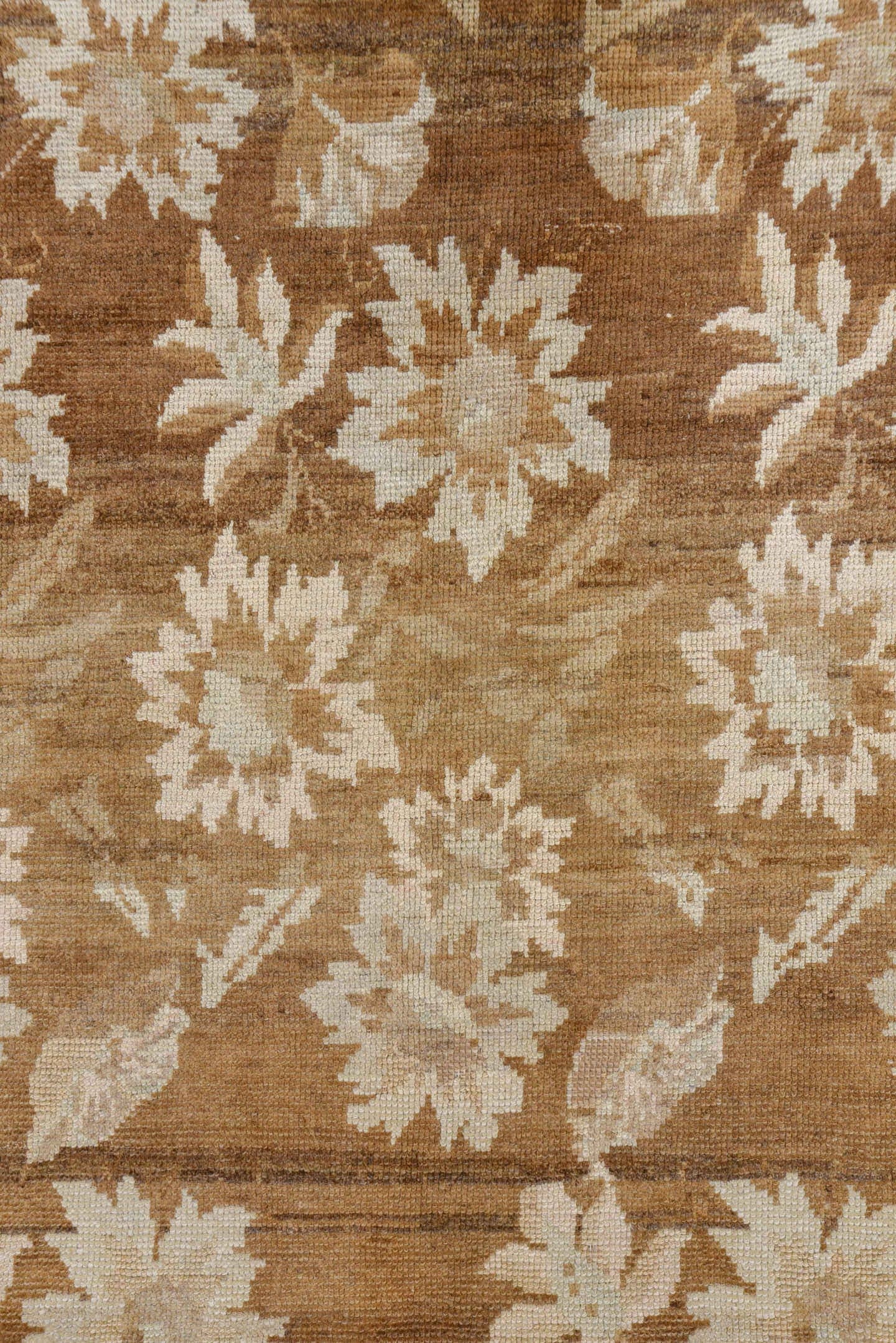 7' x 10' one-of-a-kind handmade vintage Oushak large size rug. Color palette: taupe, ivory, camel, beige, sand, brown, gray