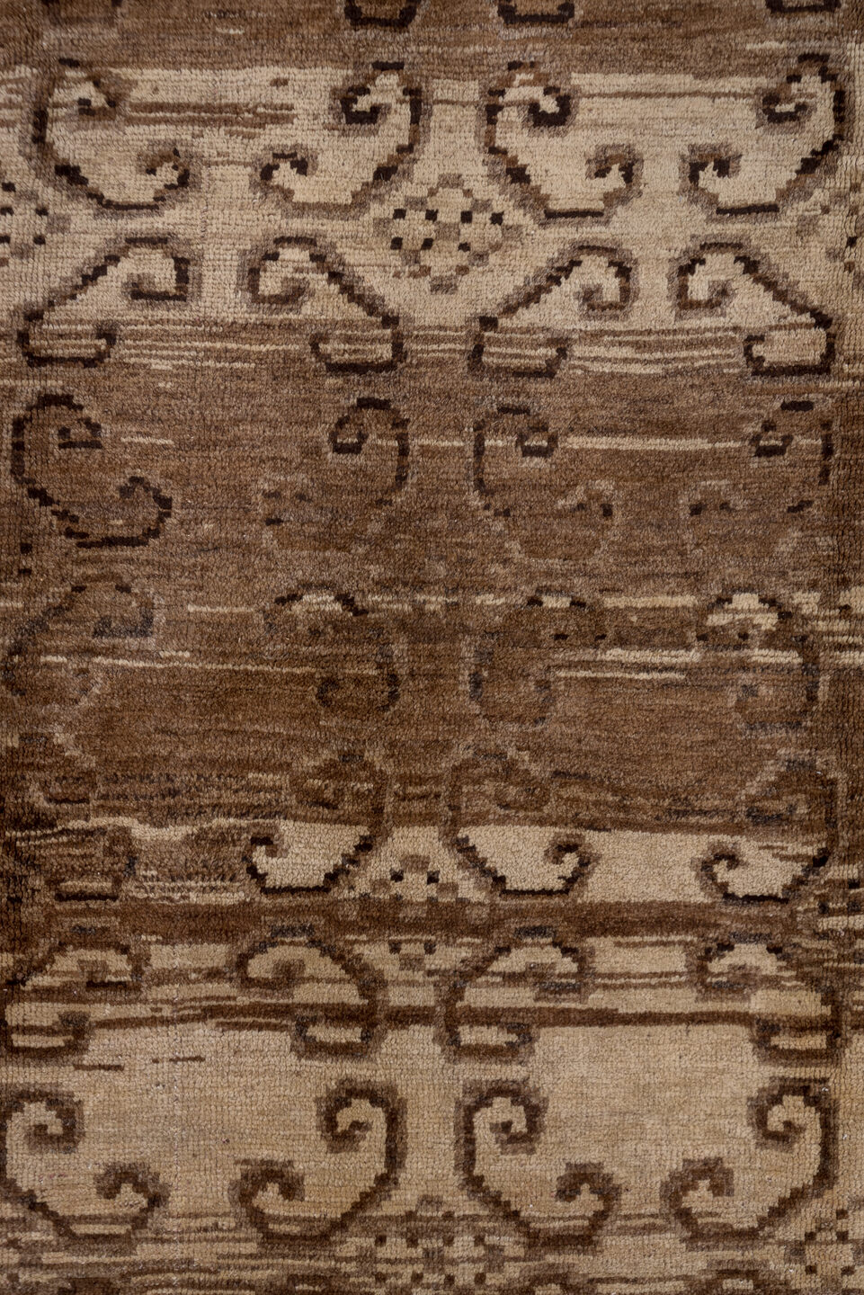 7' x 9' one-of-a-kind handmade vintage Oushak rug. Color palette: taupe, brown, ivory, camel, charcoal, beige, gray, black