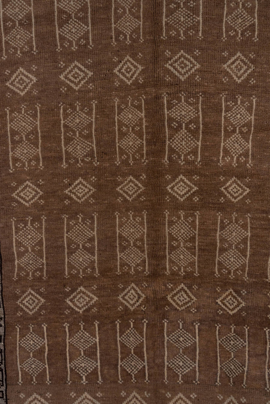 5' x 13' one-of-a-kind handmade vintage Kars runner rug. Color palette: taupe, brown, ivory, charcoal, camel, beige, gray
