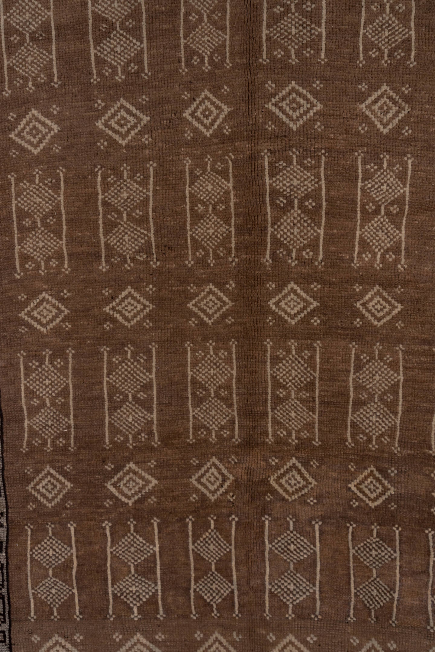 5' x 13' one-of-a-kind handmade vintage Kars runner rug. Color palette: taupe, brown, ivory, charcoal, camel, beige, gray