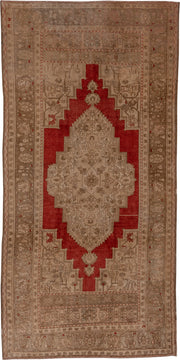 6' x 12' one-of-a-kind handmade vintage Oushak large size rug. Color palette: taupe, terra cotta, beige, ivory, brown, rust