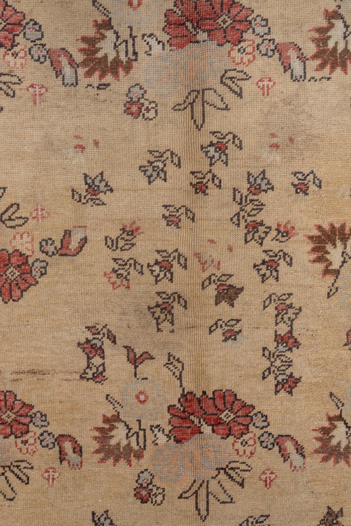 5' x 11' one-of-a-kind handmade vintage Konya runner rug. Color palette: camel, rust, ivory, charcoal, rose, taupe, beige