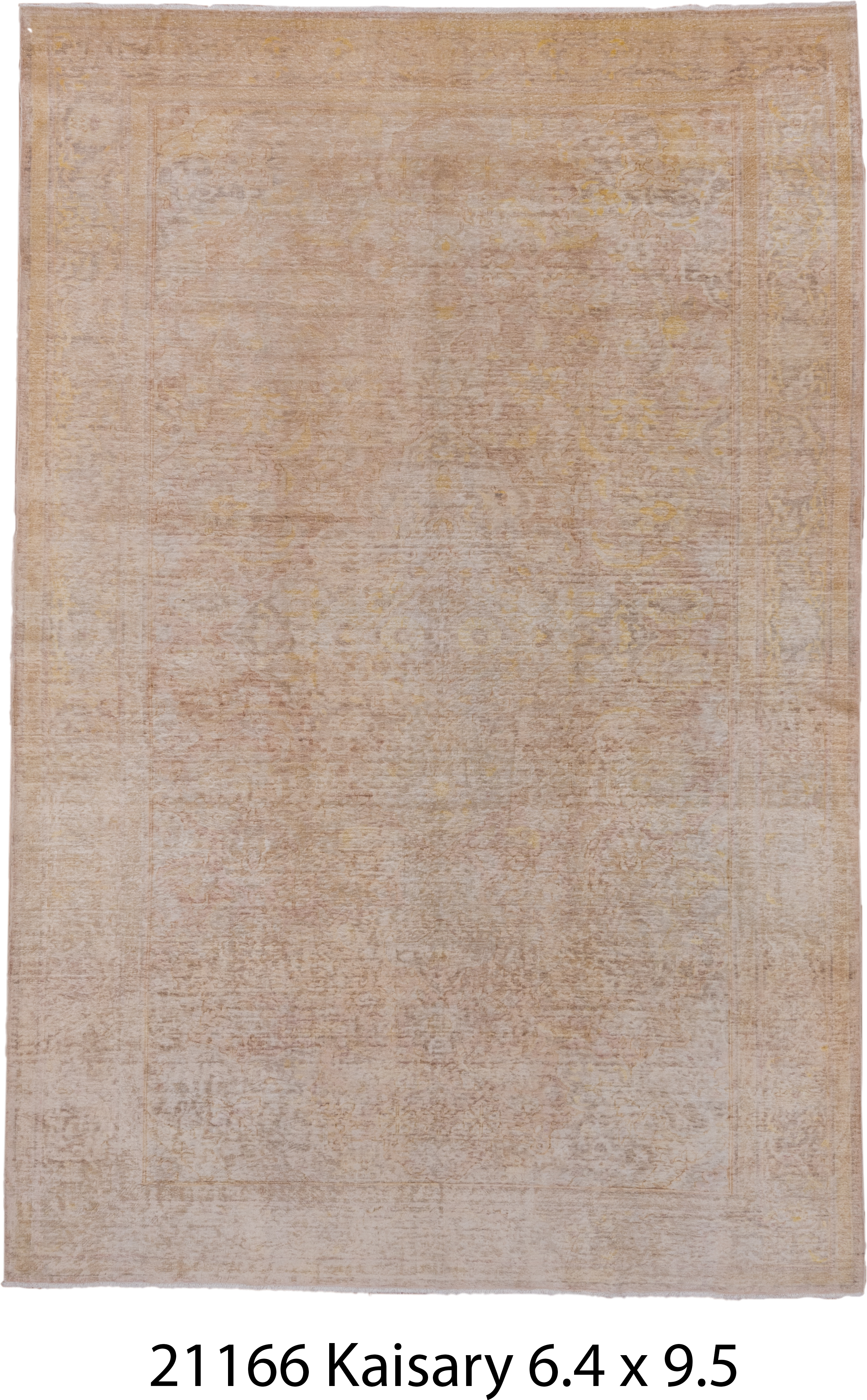 6' x 9' one-of-a-kind handmade vintage Kaisary medium size rug. Color palette: beige, blush, ivory, pale gold, taupe, pink