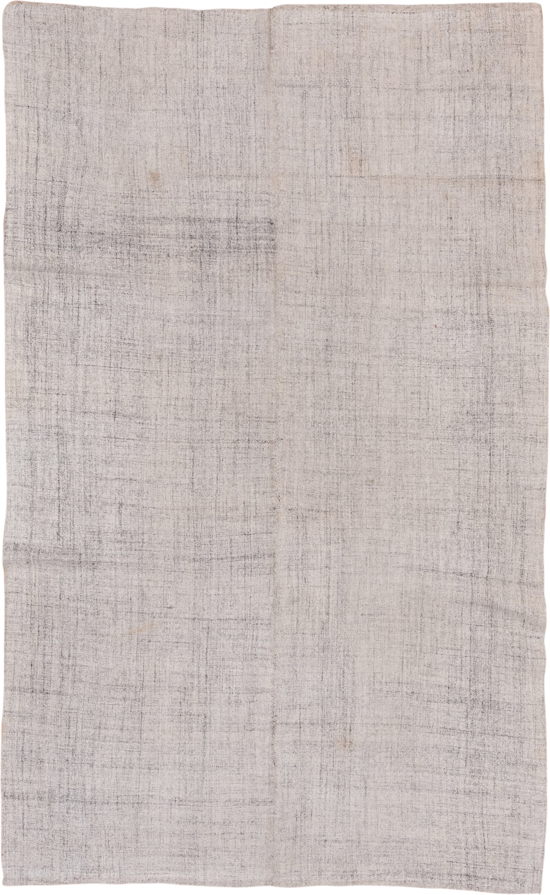 5' x 9' one-of-a-kind handmade vintage Kilim medium size rug. Color palette: ivory, taupe, gray, greige, beige