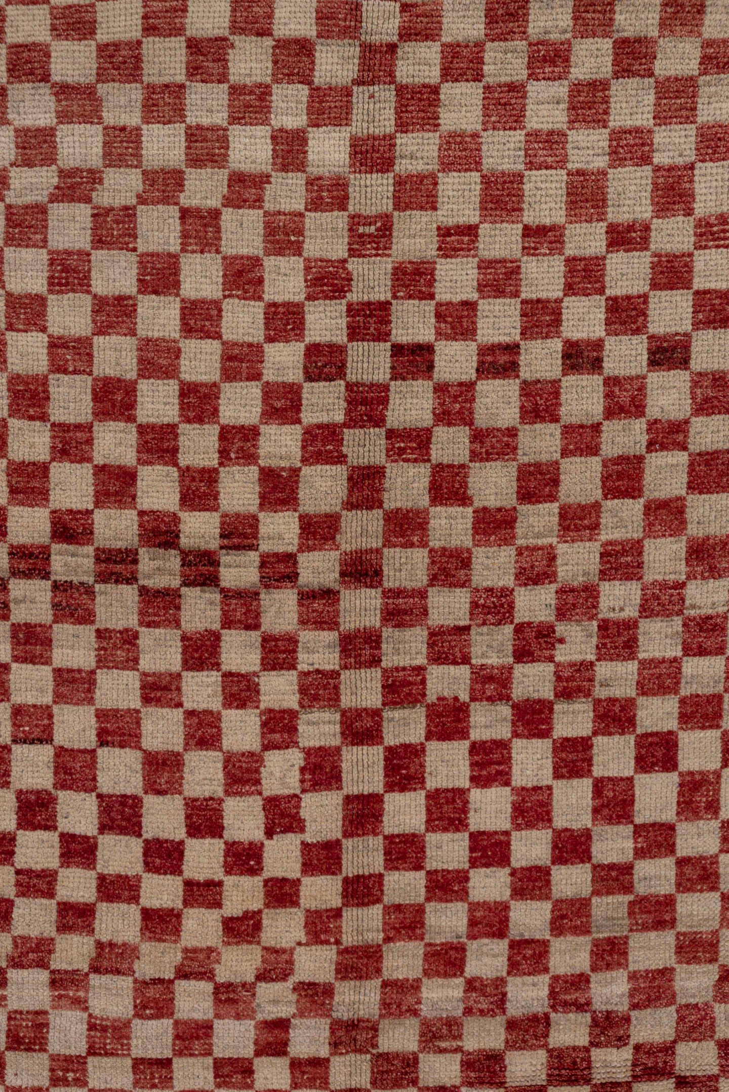 5' x 10' one-of-a-kind handmade vintage Tulu medium size rug. Color palette: red, ivory, rose, brick, cream, pink, brown