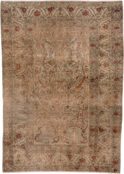 3' x 5' one-of-a-kind handmade vintage Kaisary small size rug. Color palette: beige, ivory, taupe, rose, rust, brown, gray