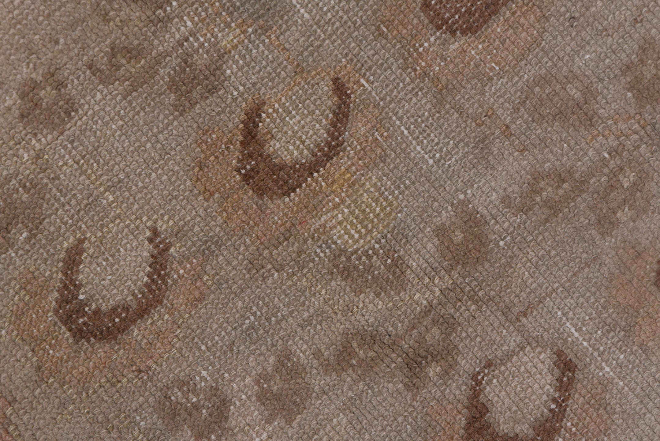 3' x 8' one-of-a-kind handmade vintage Oushak runner rug. Color palette: beige, taupe, dusty_rose, ivory, camel, gray, pink