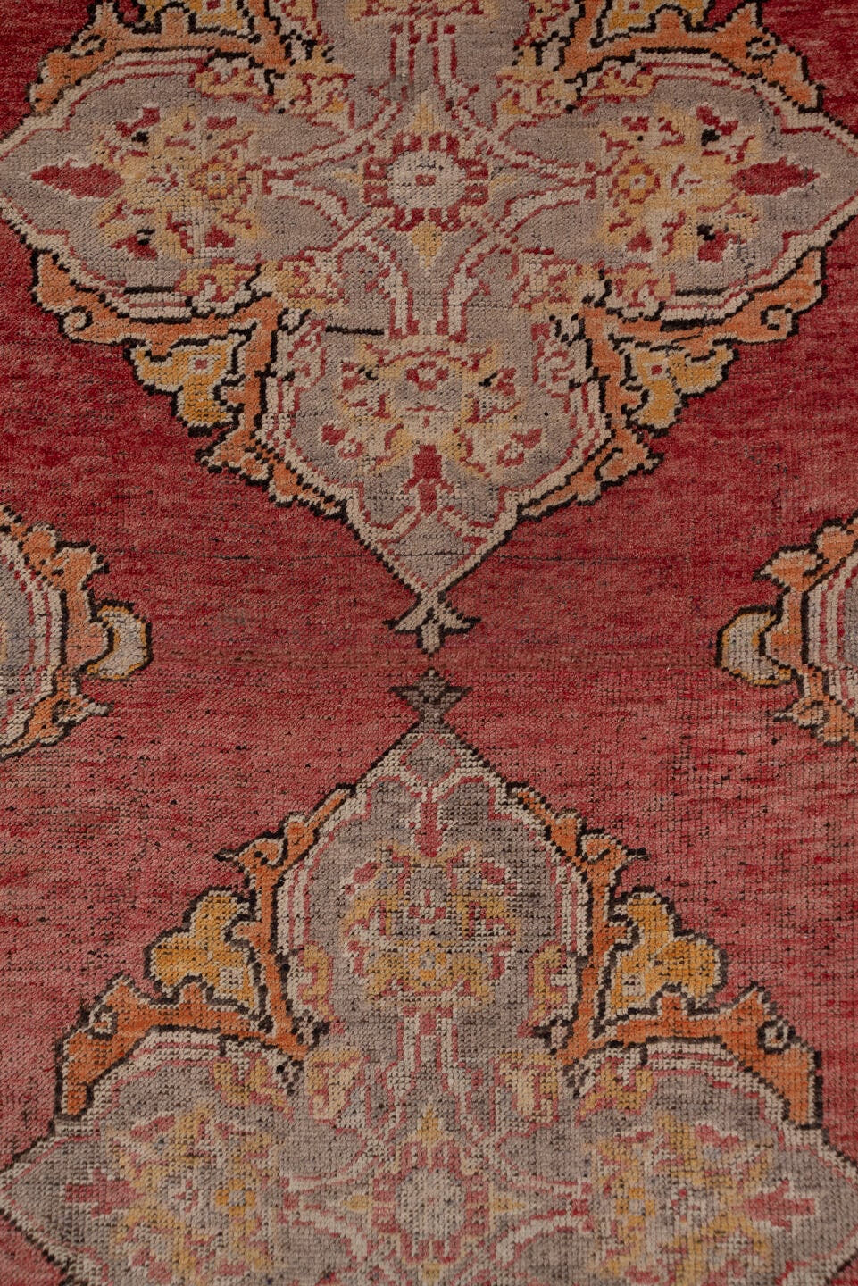 3' x 18' one-of-a-kind handmade vintage Oushak runner rug. Color palette: rose, ivory, taupe, terra cotta, sage, gold, brown