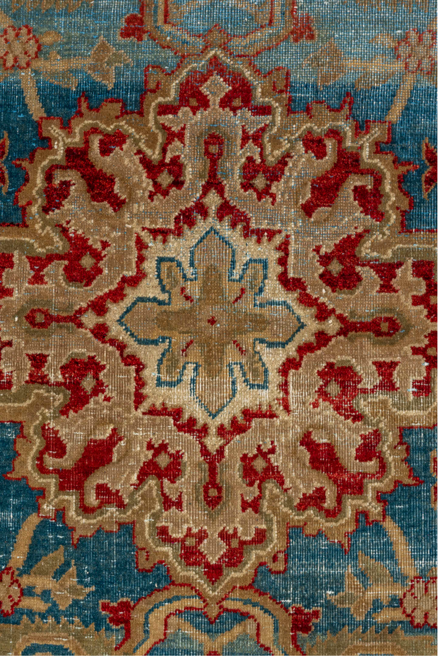 3' x 6' one-of-a-kind handmade vintage Amritzar small size rug. Color palette: blue, brown, dark gray, gray, red