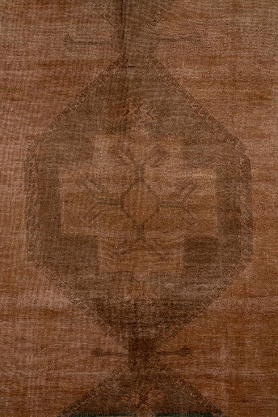 4' x 12' one-of-a-kind handmade vintage Oushak runner rug. Color palette: taupe, camel, brown, beige, teal, charcoal, gray