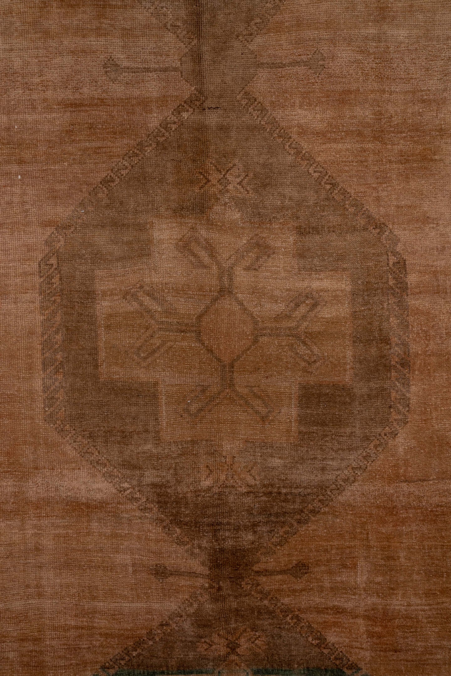 4' x 12' one-of-a-kind handmade vintage Oushak runner rug. Color palette: taupe, camel, brown, beige, teal, charcoal, gray