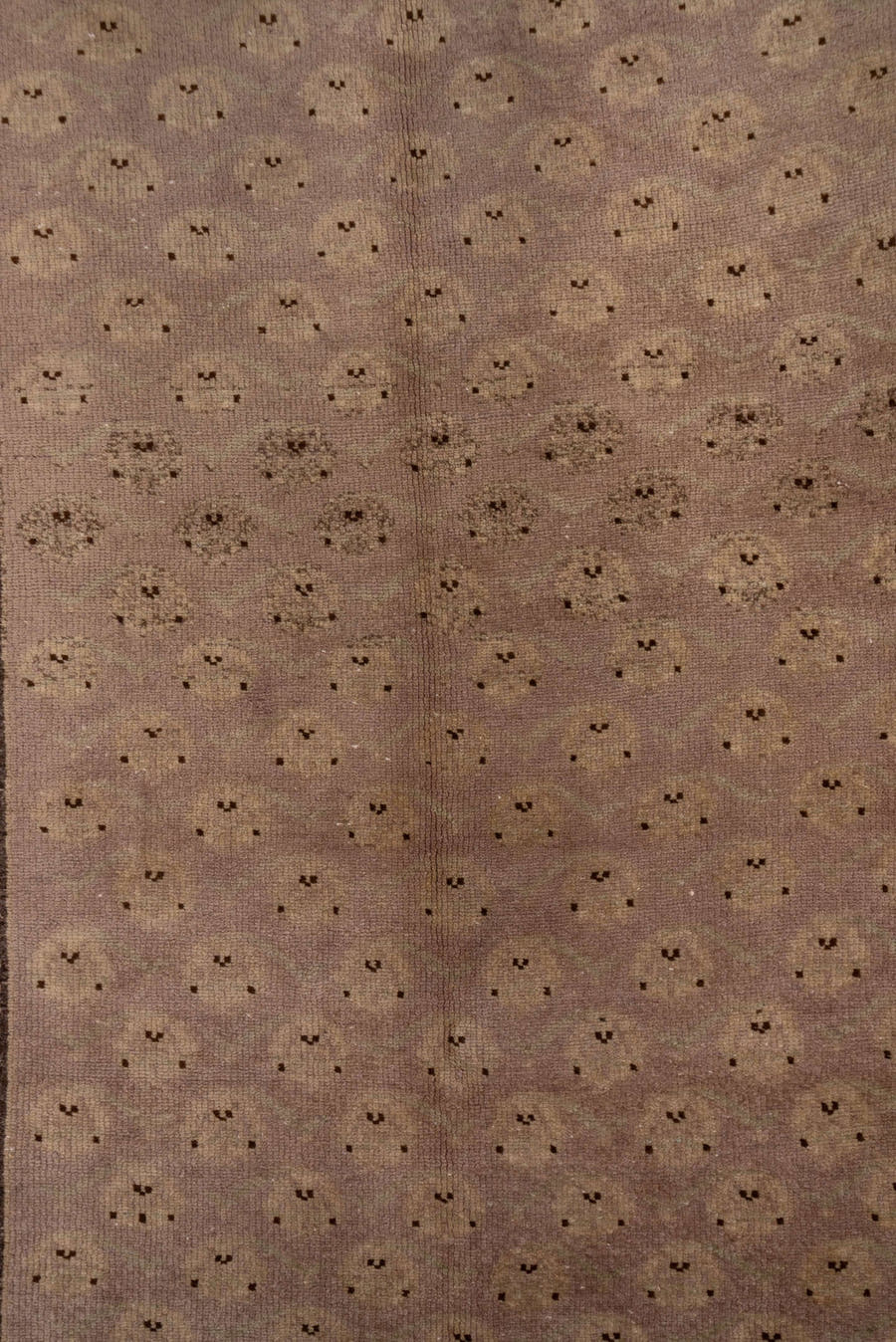 4' x 10' one-of-a-kind handmade vintage Oushak runner rug. Color palette: blush, taupe, brown, ivory, pink, beige, gray