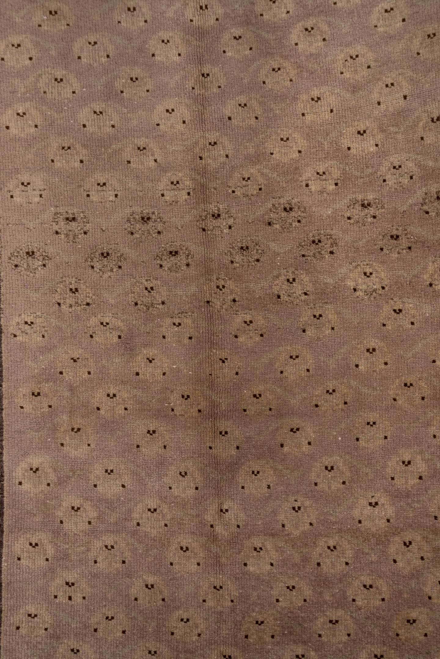 4' x 10' one-of-a-kind handmade vintage Oushak runner rug. Color palette: blush, taupe, brown, ivory, pink, beige, gray