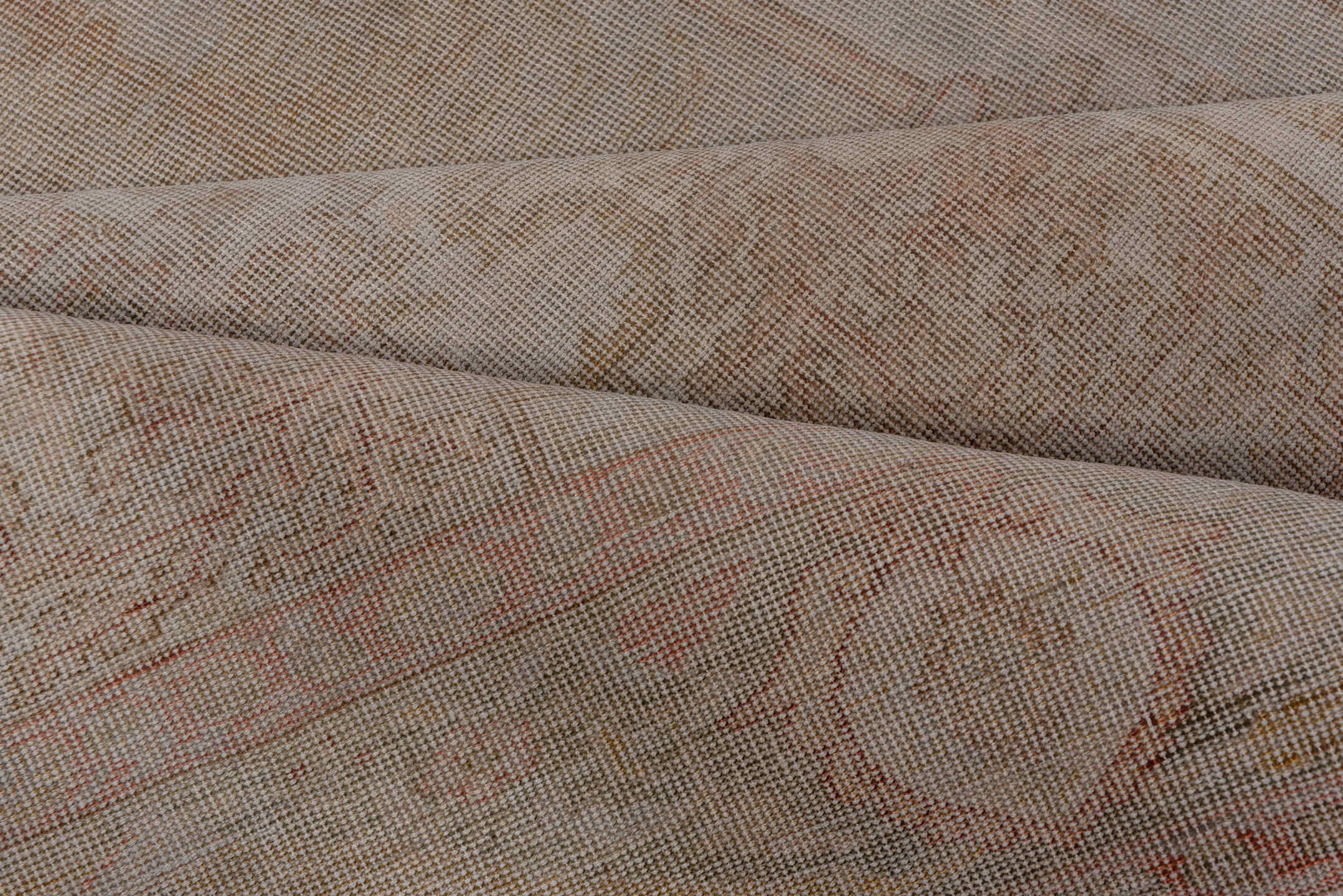 4' x 6' one-of-a-kind handmade vintage Kaisary small size rug. Color palette: brown, gray, light gray, off-white, pink, snow