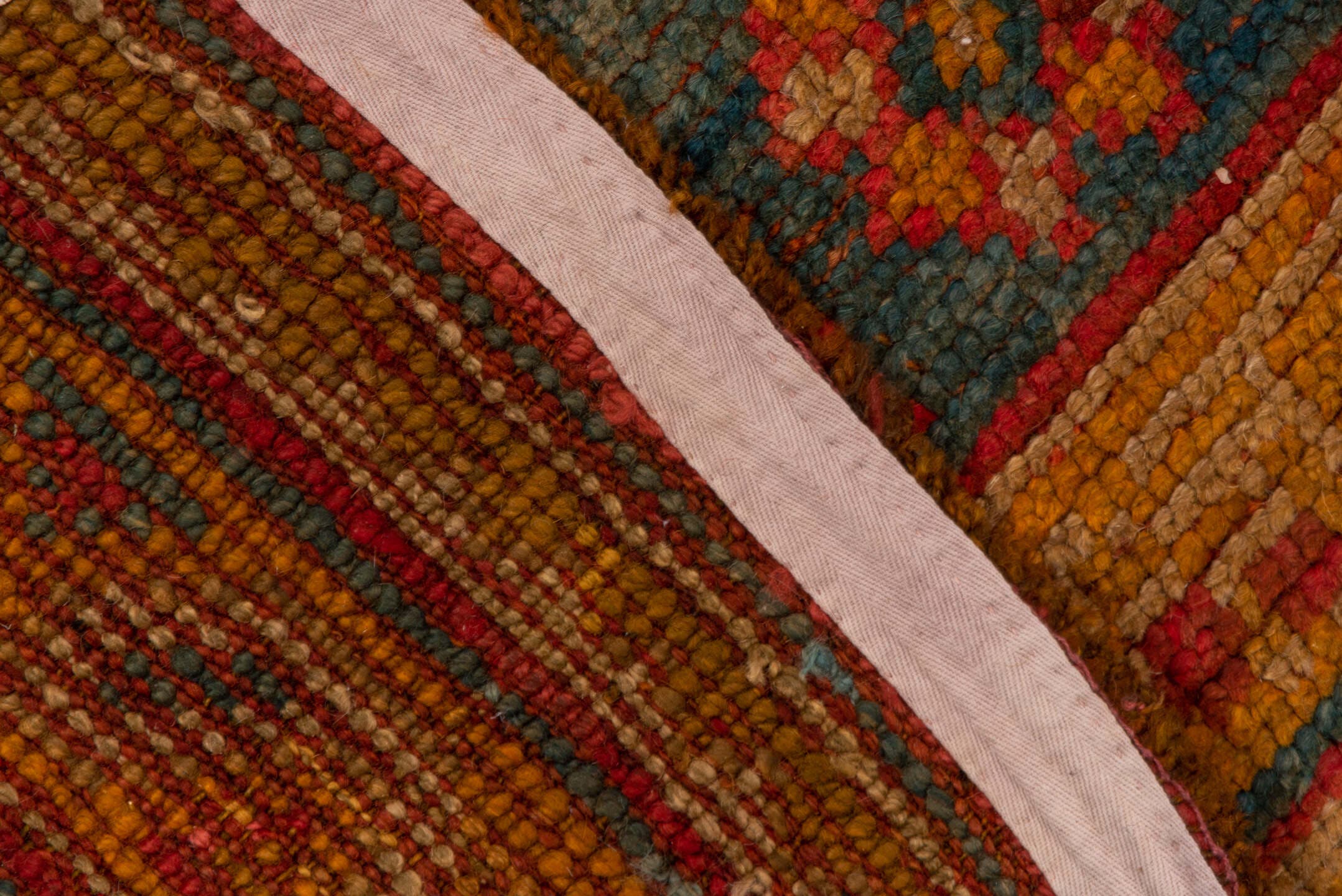 10' x 11' one-of-a-kind handmade antique Oushak large size rug. Color palette: terra cotta, rust, slate, gold, saffron