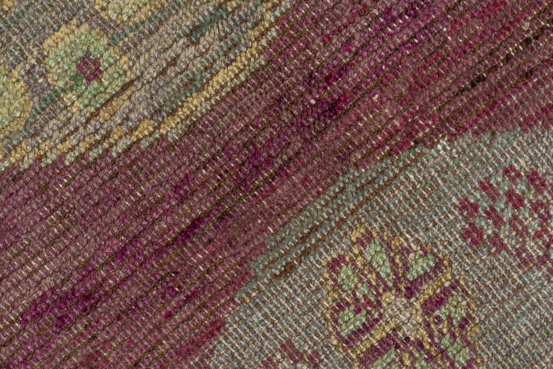 3' x 6' one-of-a-kind handmade antique Khotan small size rug. Color palette: burgundy, gold, ivory, sage, rose, taupe, green