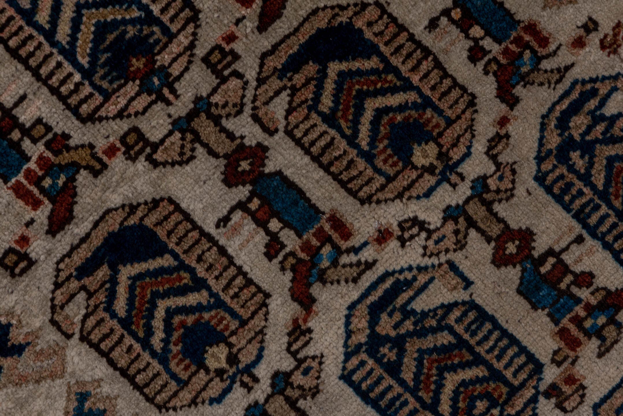 3' x 9' one-of-a-kind handmade antique NW Persian runner rug. Color palette: ivory, indigo, camel, rust, slate, brown