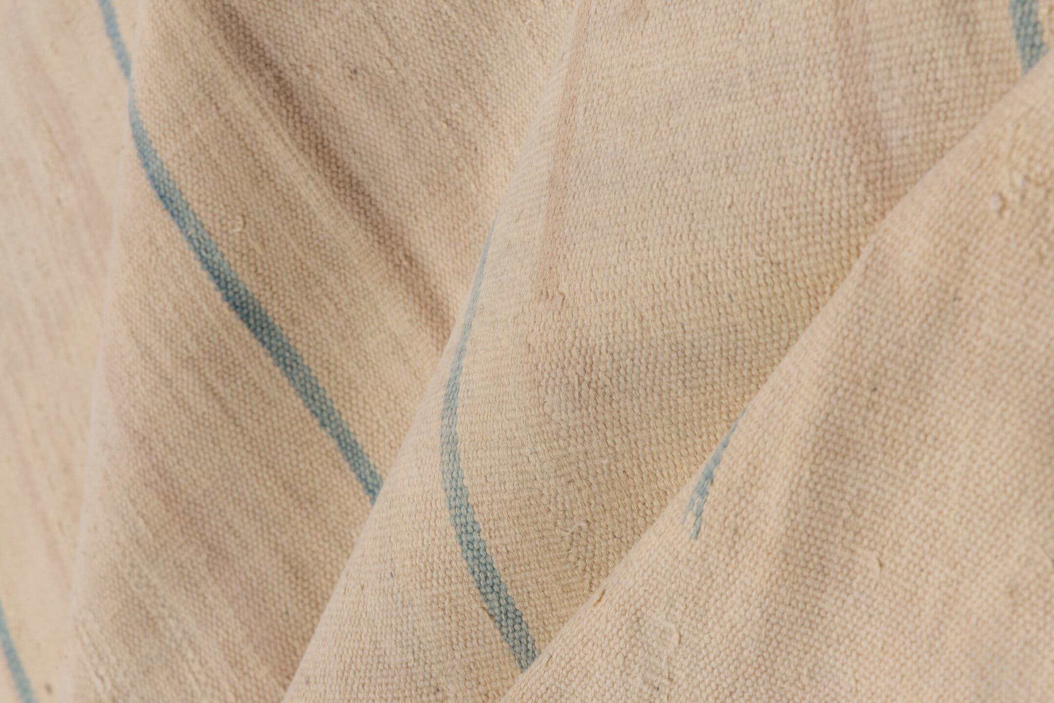 13' x 17' one-of-a-kind handmade antique Dhurrie oversize rug. Color palette: ivory, cream, pale blue, beige, light blue