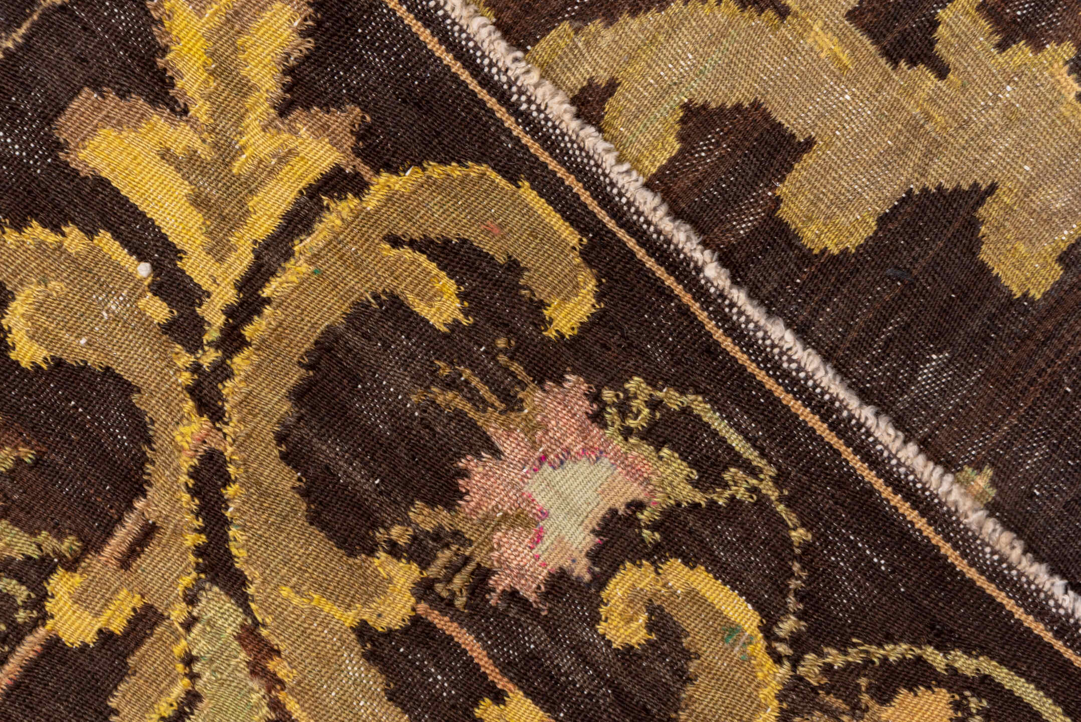 6' x 8' one-of-a-kind handmade antique Kilim medium size rug. Color palette: brown, ivory, taupe, blush, olive, gold, camel