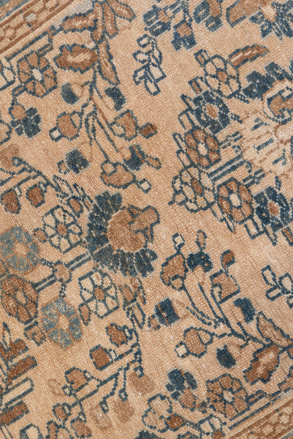 3' x 6' one-of-a-kind handmade antique Sivas small size rug. Color palette: ivory, camel, sky_blue, taupe, slate, tan, beige