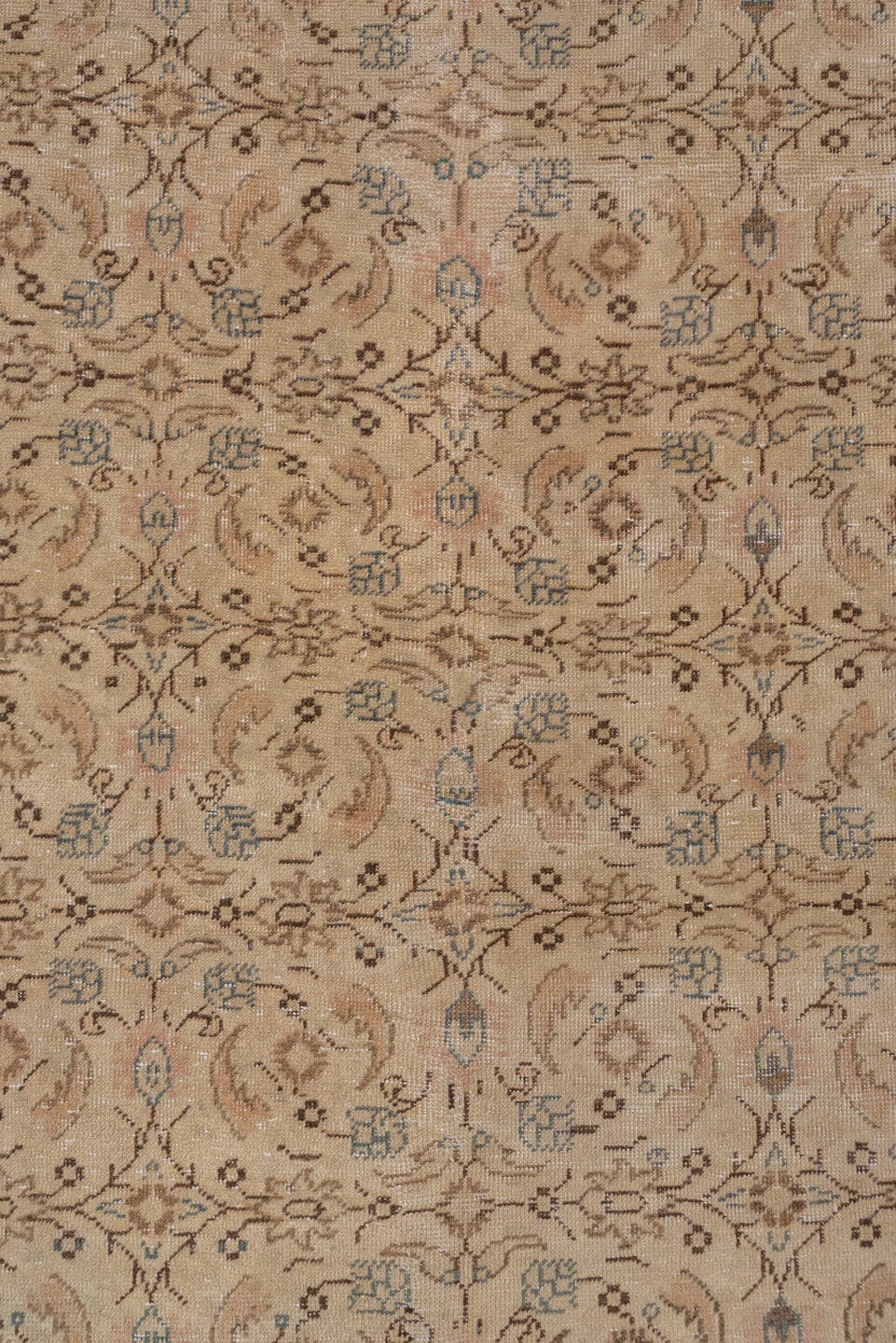 6' x 9' one-of-a-kind handmade vintage Kaisary medium size rug. Color palette: beige, taupe, camel, ivory, slate, brown