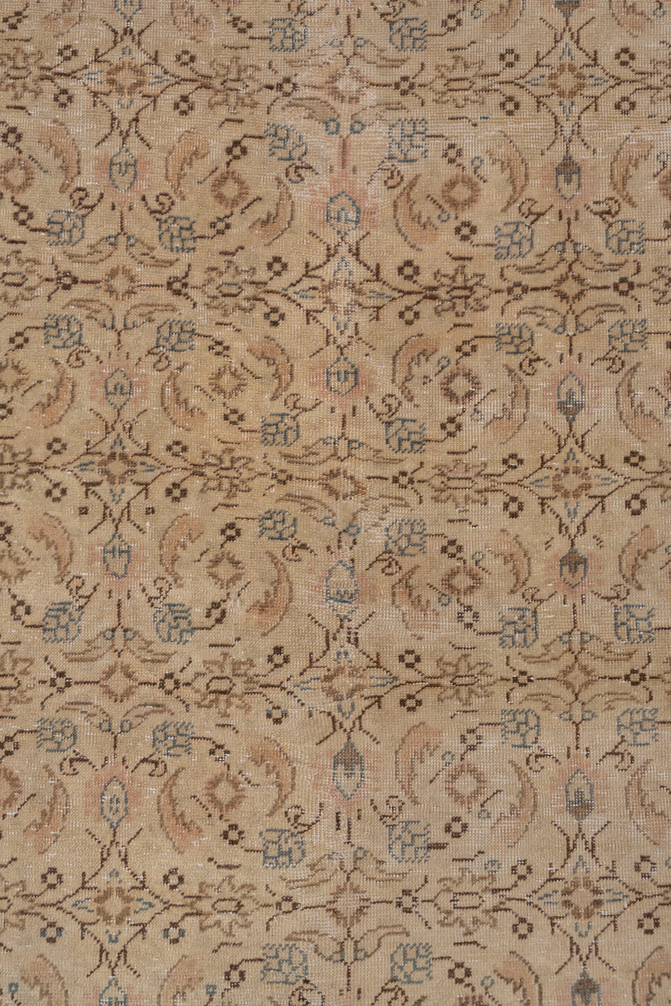 6' x 9' one-of-a-kind handmade vintage Kaisary medium size rug. Color palette: beige, taupe, camel, ivory, slate, brown