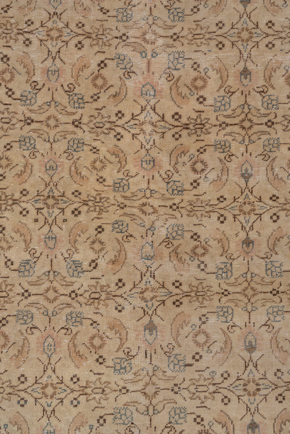 6' x 9' one-of-a-kind handmade vintage Kaisary medium size rug. Color palette: beige, taupe, camel, ivory, slate, brown