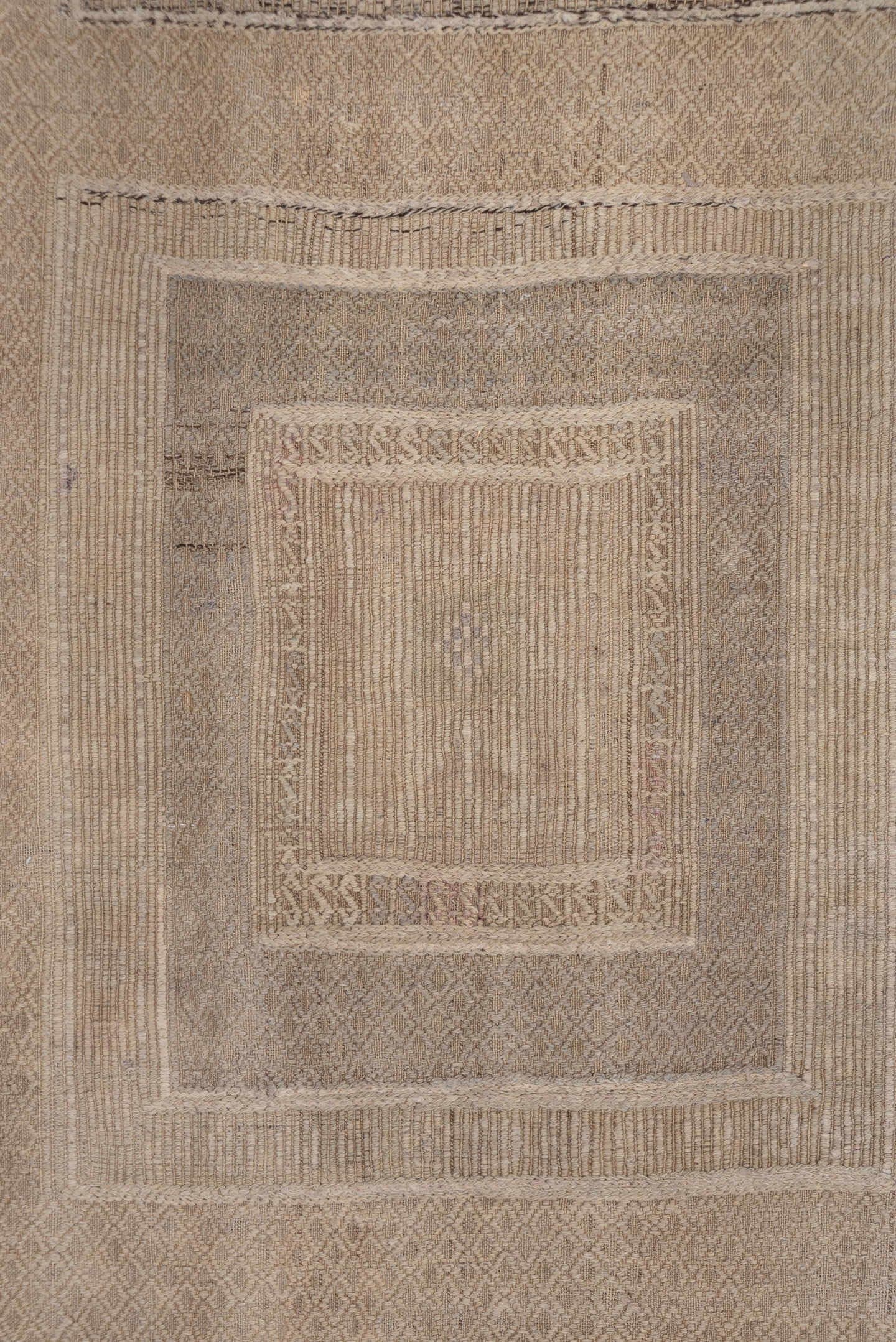 5' x 9' one-of-a-kind handmade vintage Jijim medium size rug. Color palette: taupe, beige, ivory, camel, greige, gray