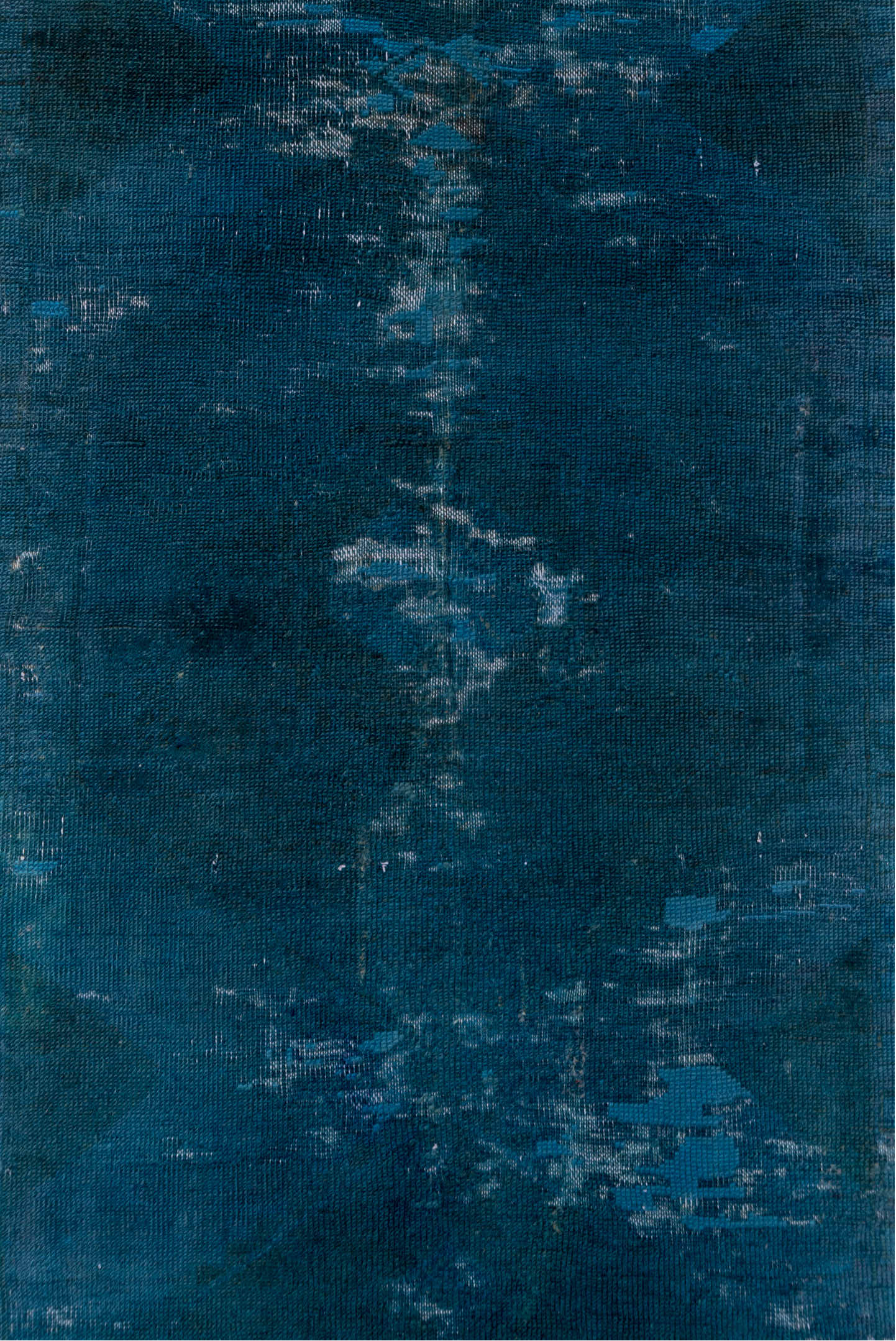 2' x 8' one-of-a-kind handmade vintage Oushak runner rug. Color palette: teal, indigo, slate, charcoal, ivory, purple, gray