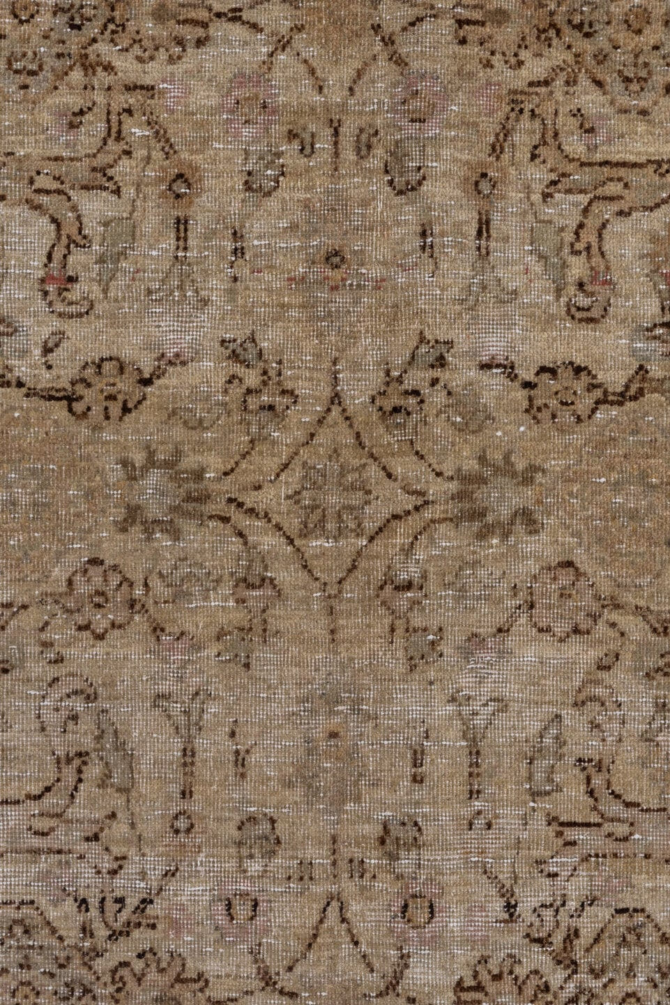 7' x 9' one-of-a-kind handmade vintage Sivas rug. Color palette: beige, taupe, ivory, brown, slate, blue, gray