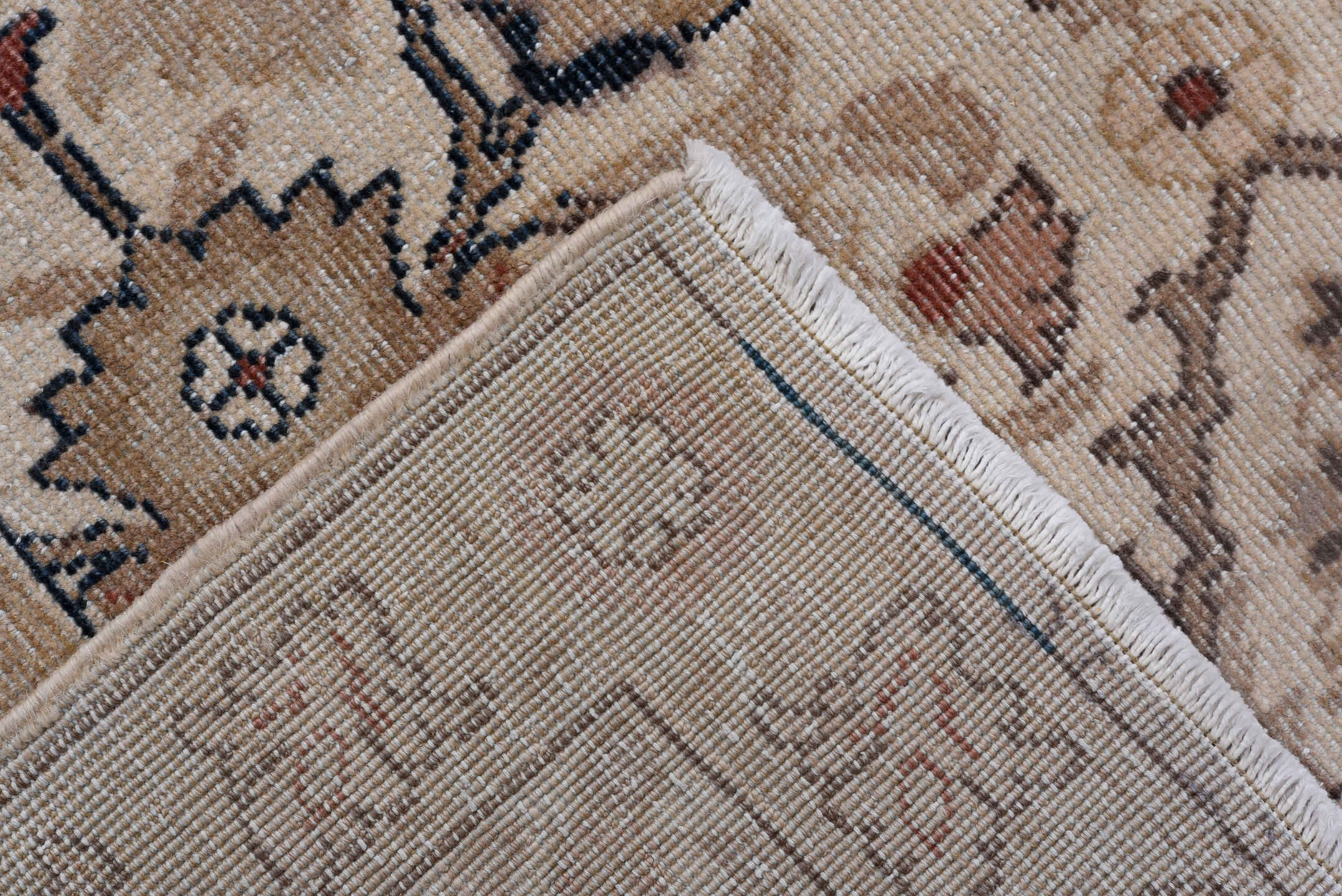 8' x 11' one-of-a-kind handmade antique Sivas large size rug. Color palette: ivory, taupe, beige, rose, slate, camel, rust
