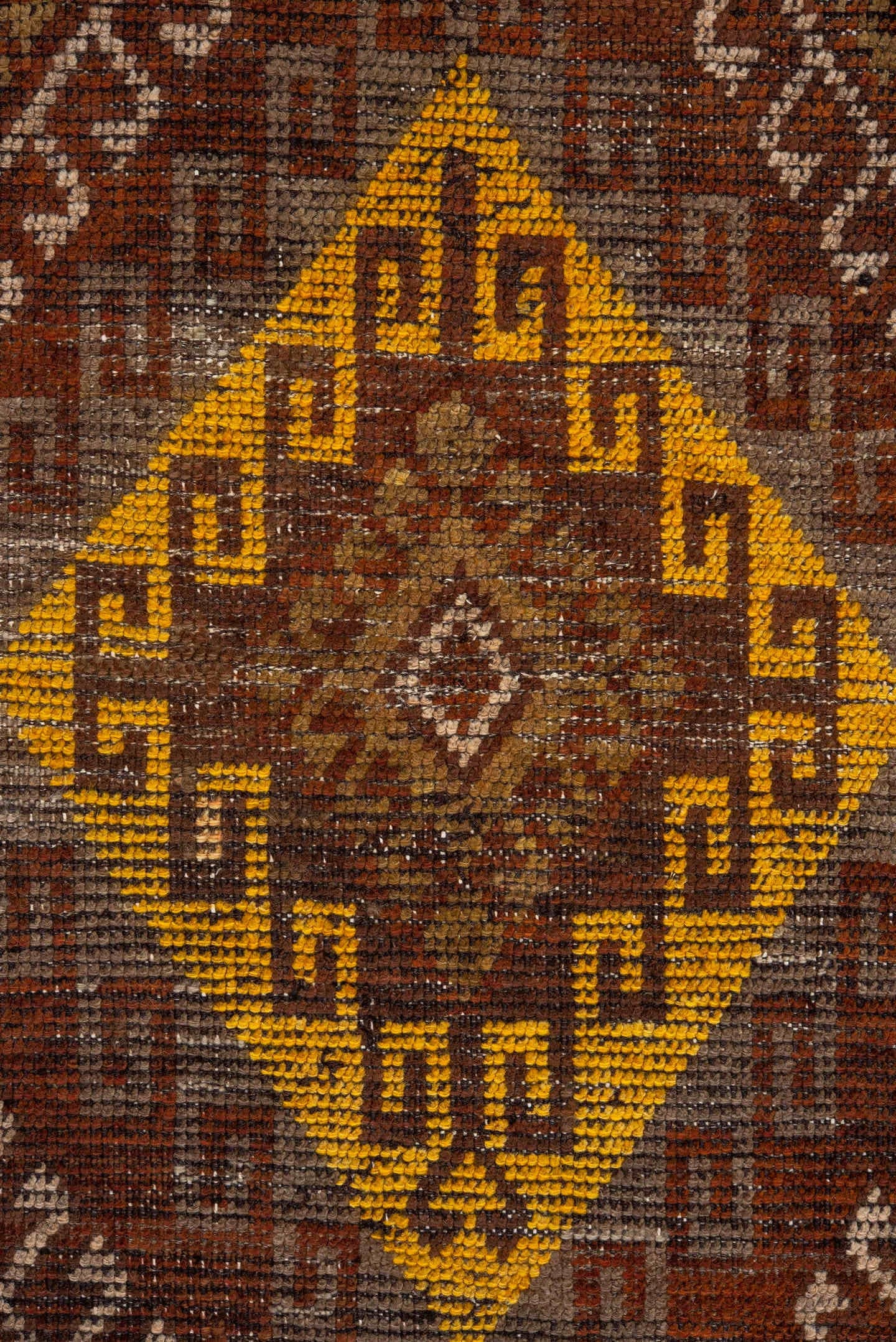 2' x 8' one-of-a-kind handmade vintage Oushak runner rug. Color palette: brown, rust, gold, taupe, camel, ivory, ochre