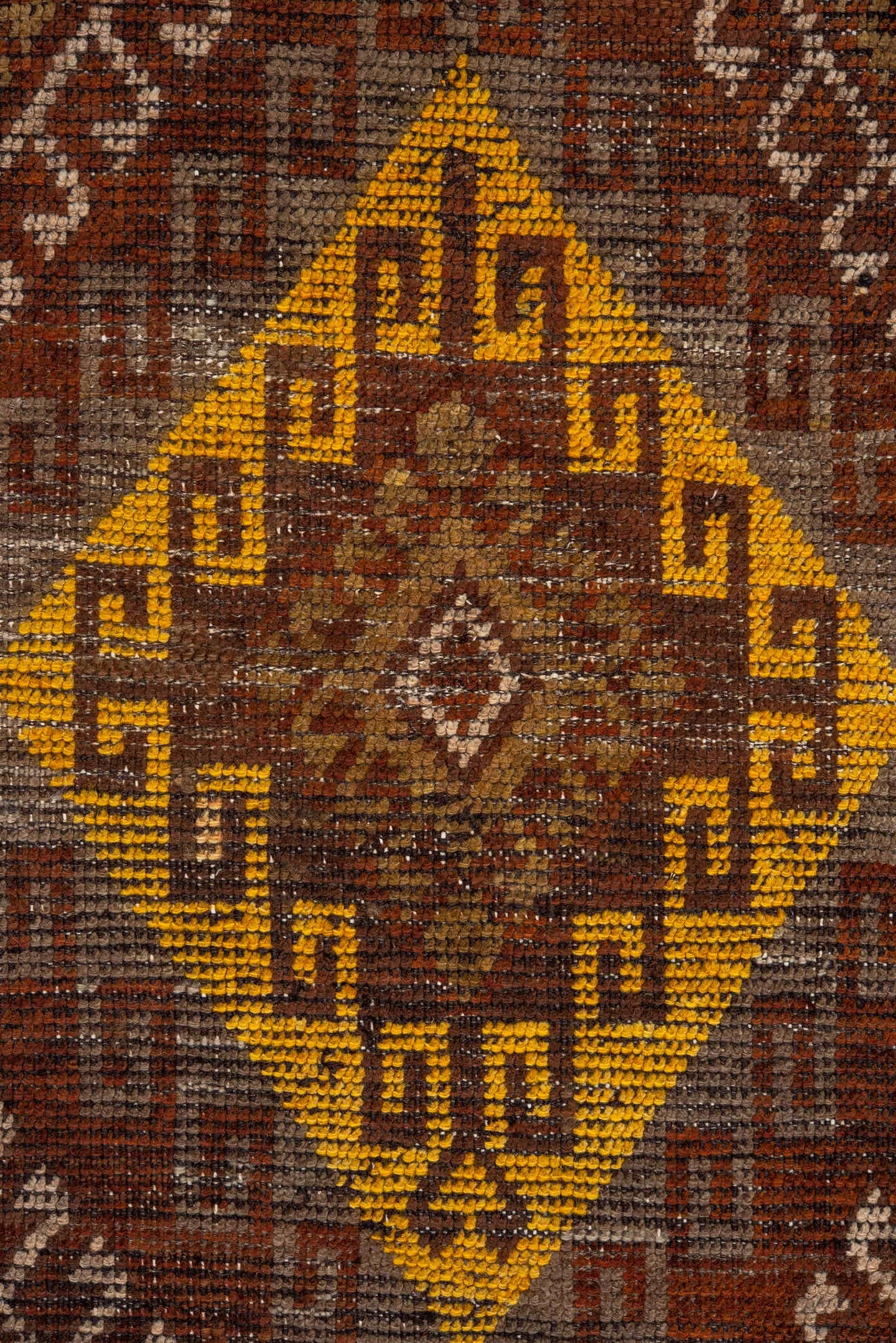2' x 8' one-of-a-kind handmade vintage Oushak runner rug. Color palette: brown, rust, gold, taupe, camel, ivory, ochre