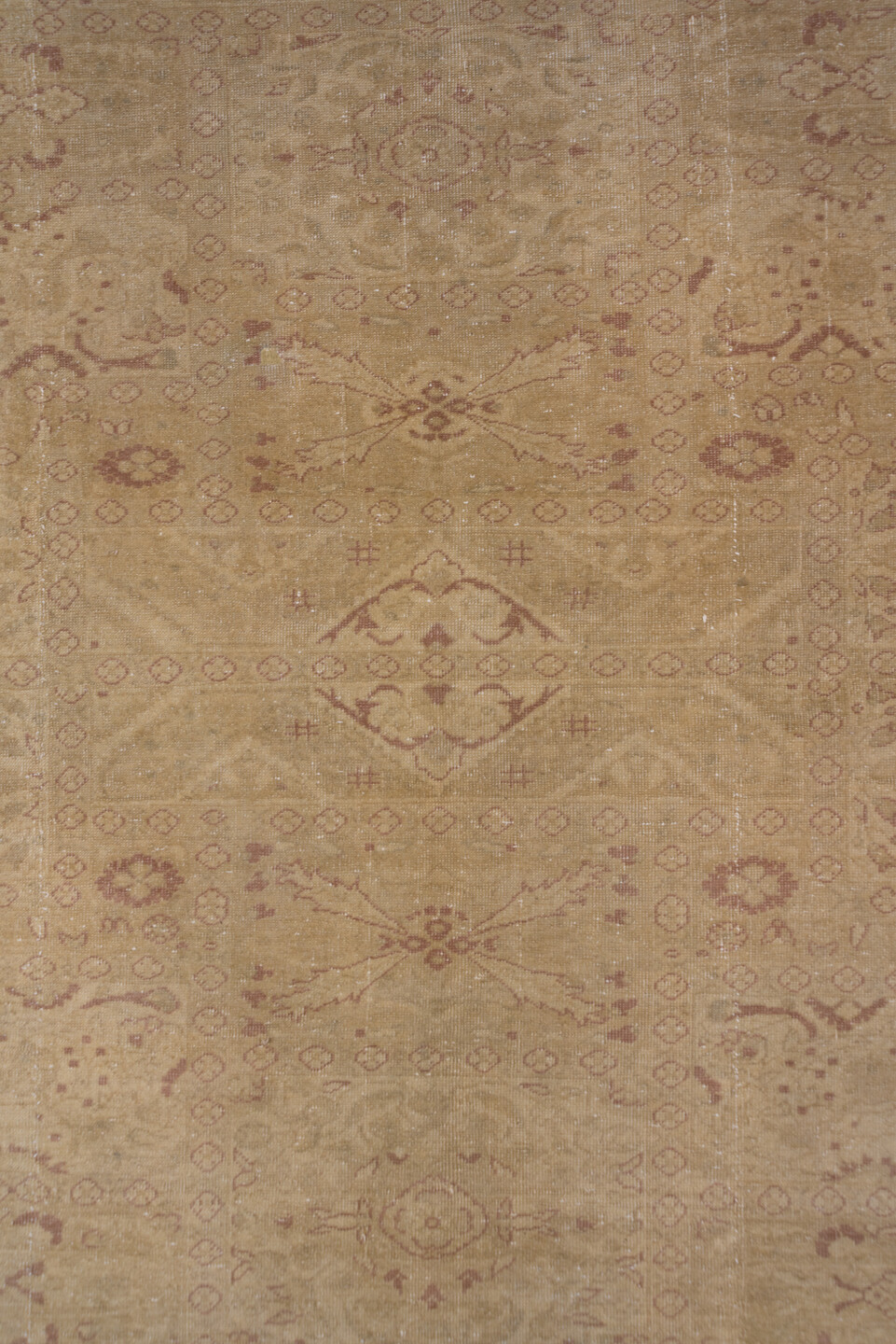6' x 9' one-of-a-kind handmade vintage Sivas medium size rug. Color palette: beige, taupe, rose, ivory, camel, gray, pink
