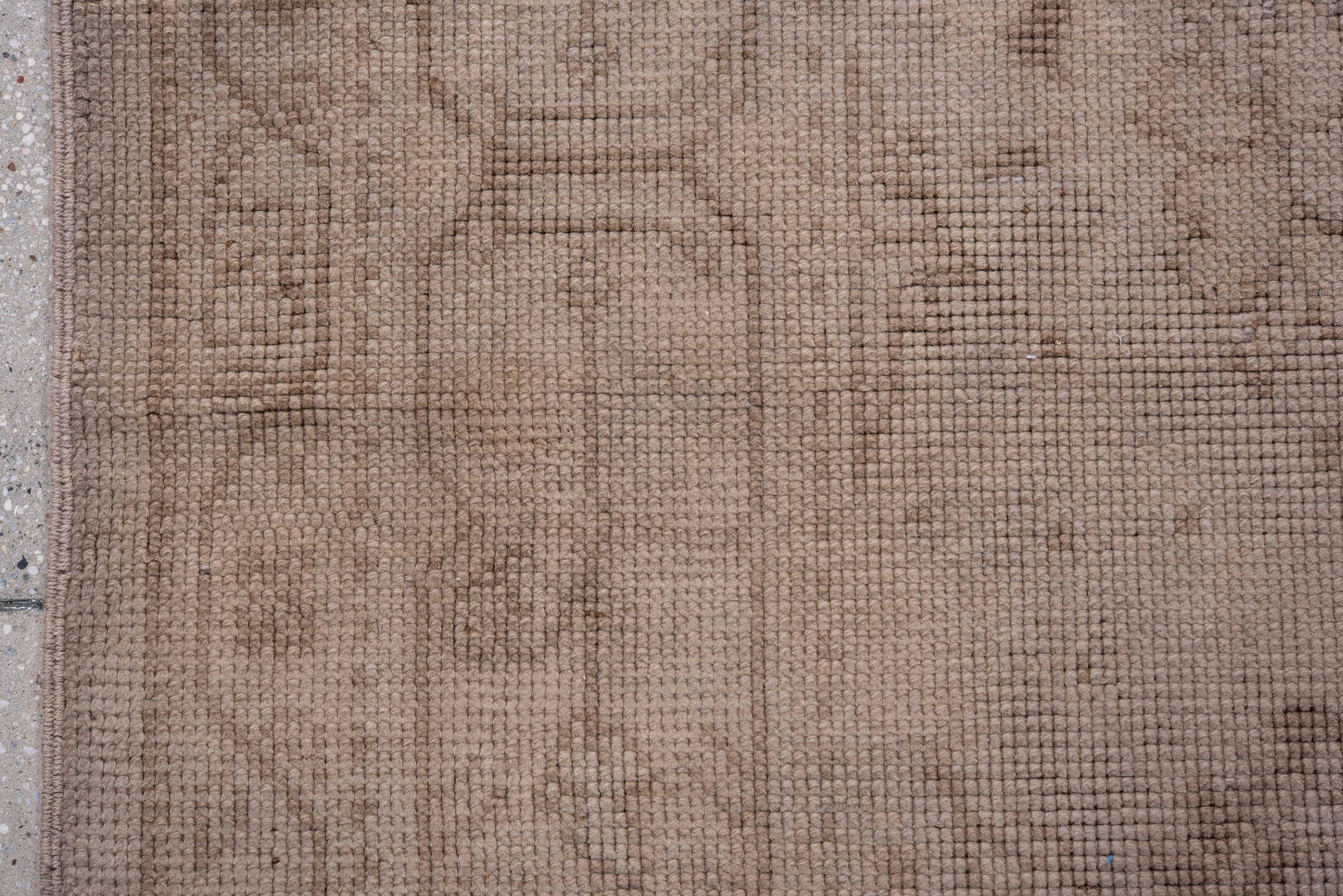 5' x 10' one-of-a-kind handmade antique Oushak medium size rug. Color palette: taupe, beige, ivory, camel, sand, light brown