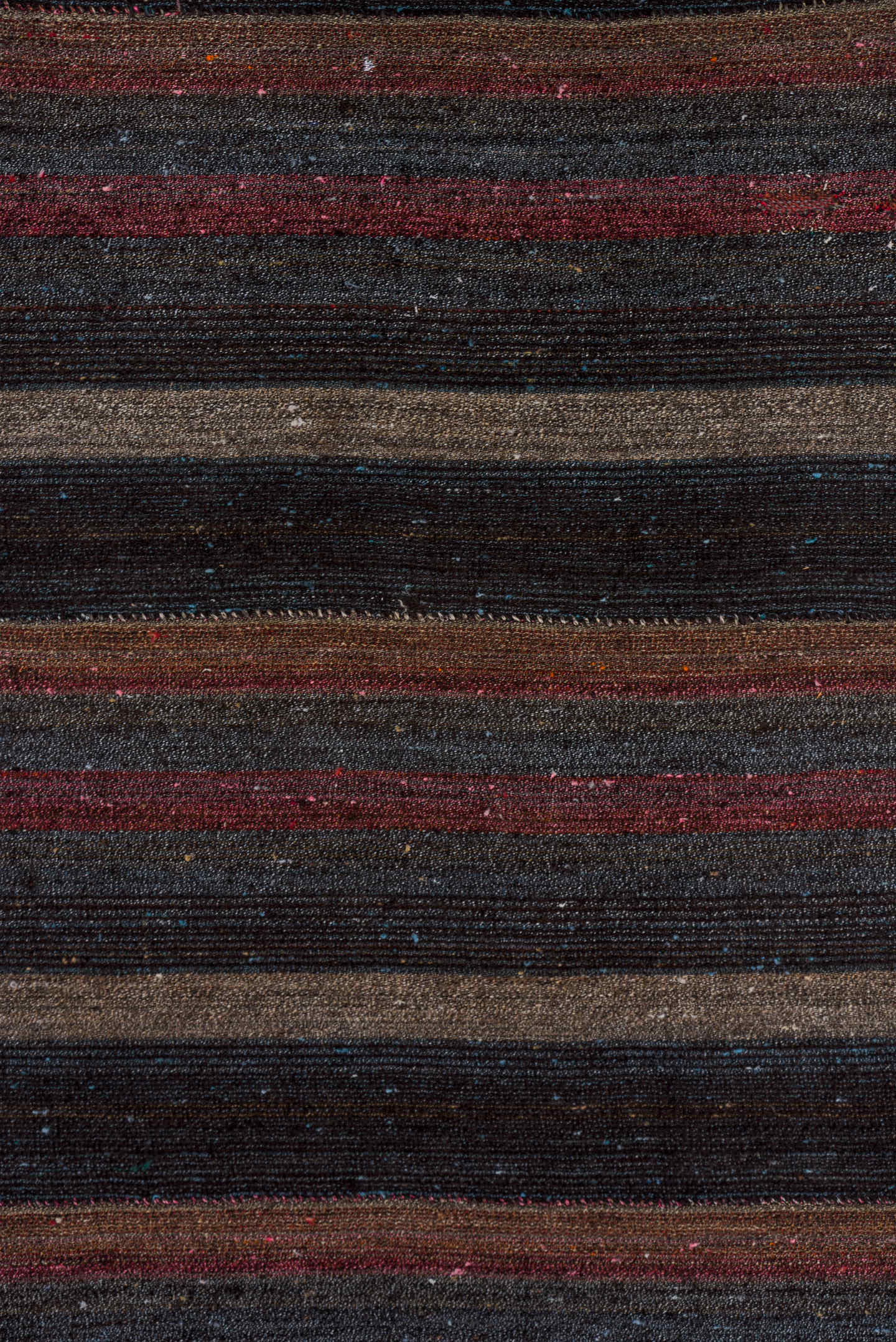 9' x 10' one-of-a-kind handmade vintage Kilim large size rug. Color palette: charcoal, taupe, brown, rust, slate, gray