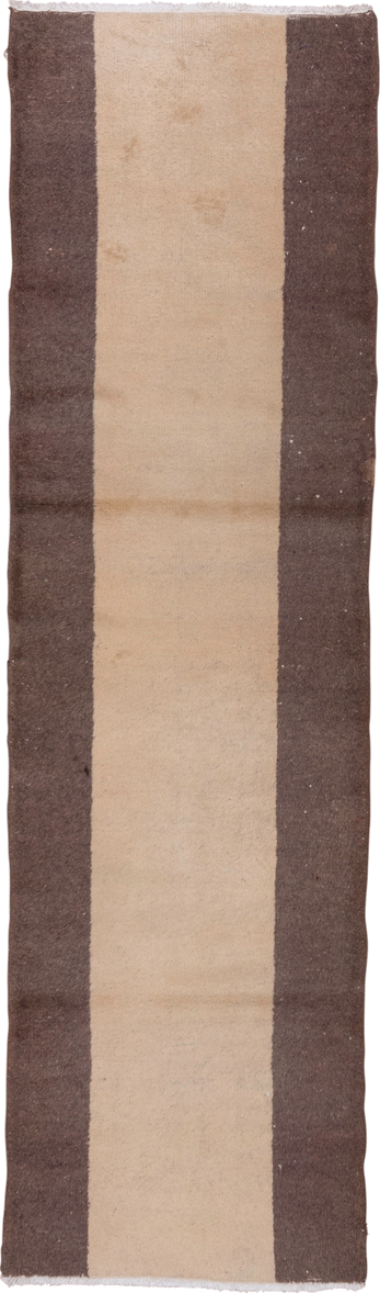 2' x 9' one-of-a-kind handmade vintage Oushak runner rug. Color palette: ivory, brown, taupe, beige, gray