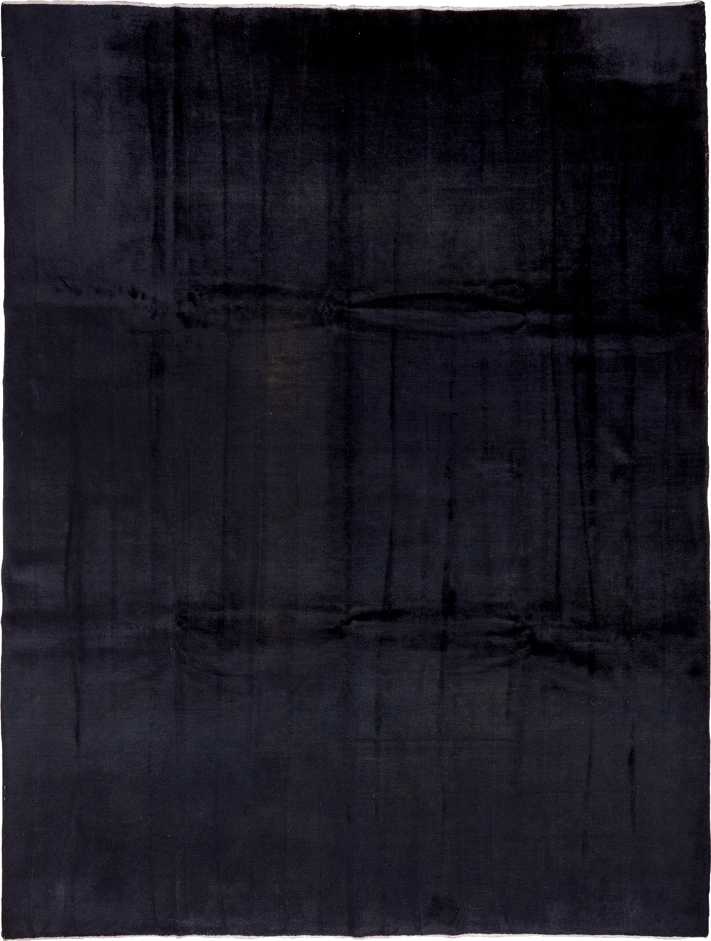 9' x 12' one-of-a-kind handmade vintage Overdyed large size rug. Color palette: black, charcoal, gray