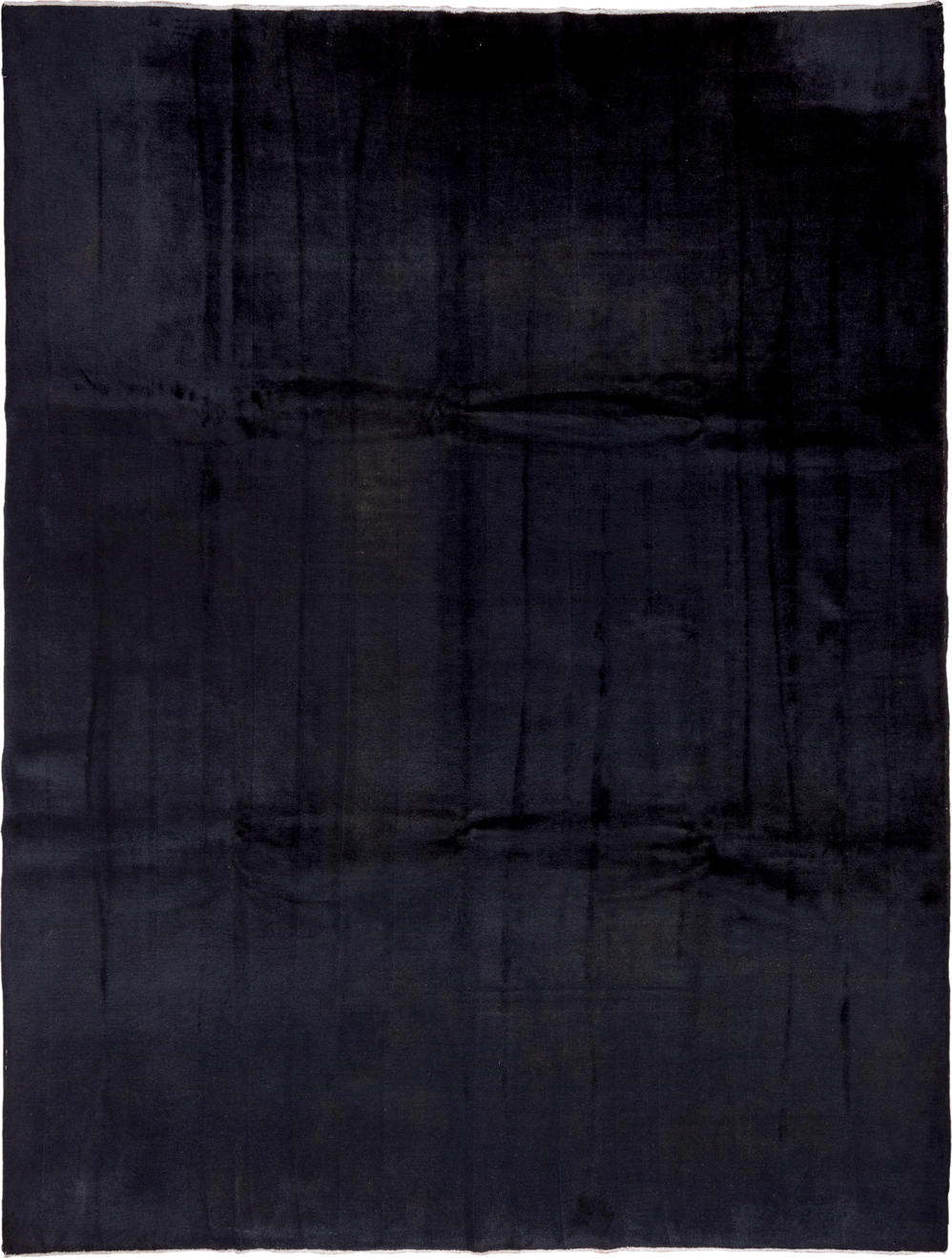 9' x 12' one-of-a-kind handmade vintage Overdyed large size rug. Color palette: charcoal, ebony, slate, gray, black