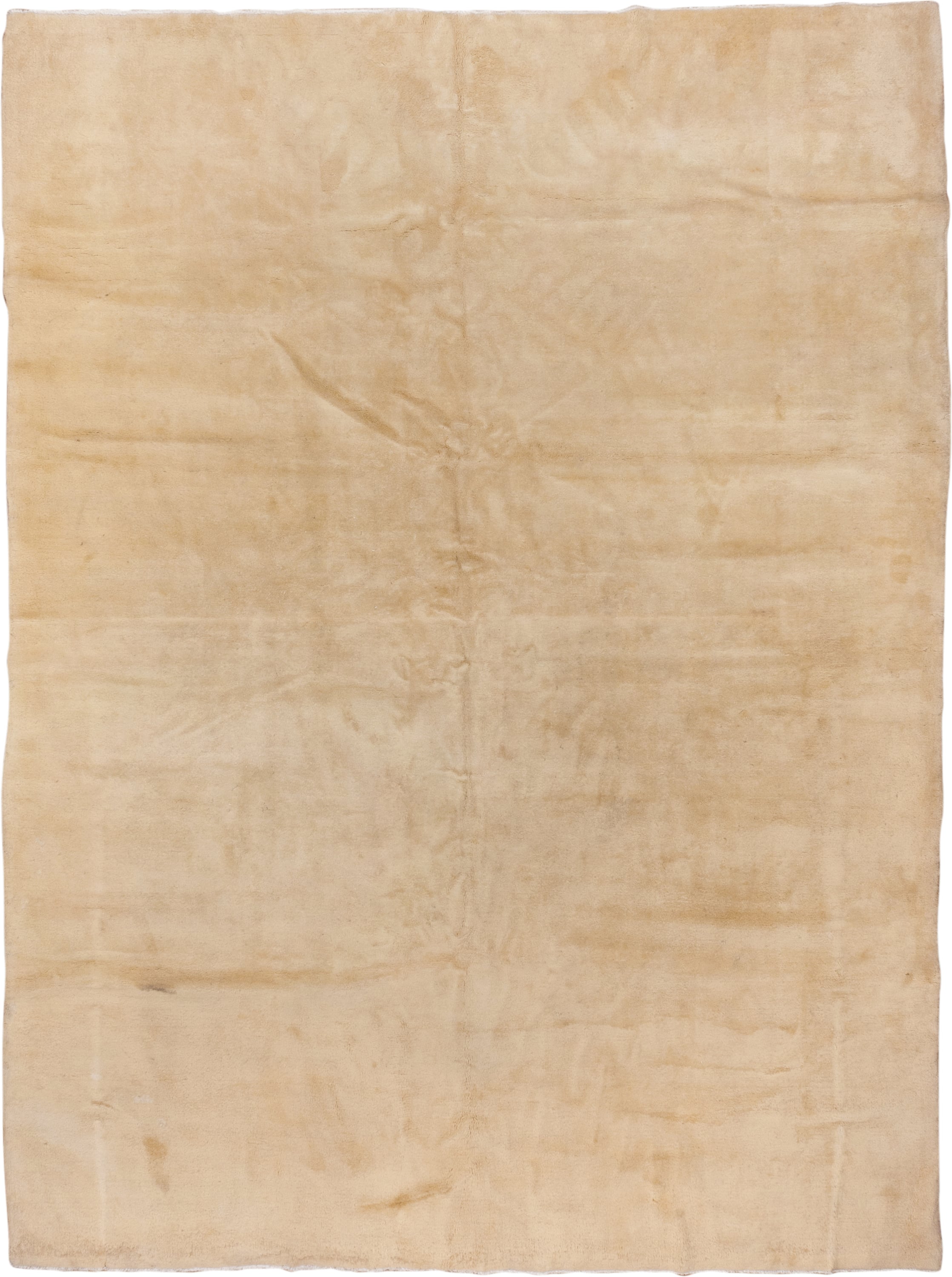 9' x 13' one-of-a-kind handmade vintage Art Deco large size rug. Color palette: ivory, cream, beige, camel