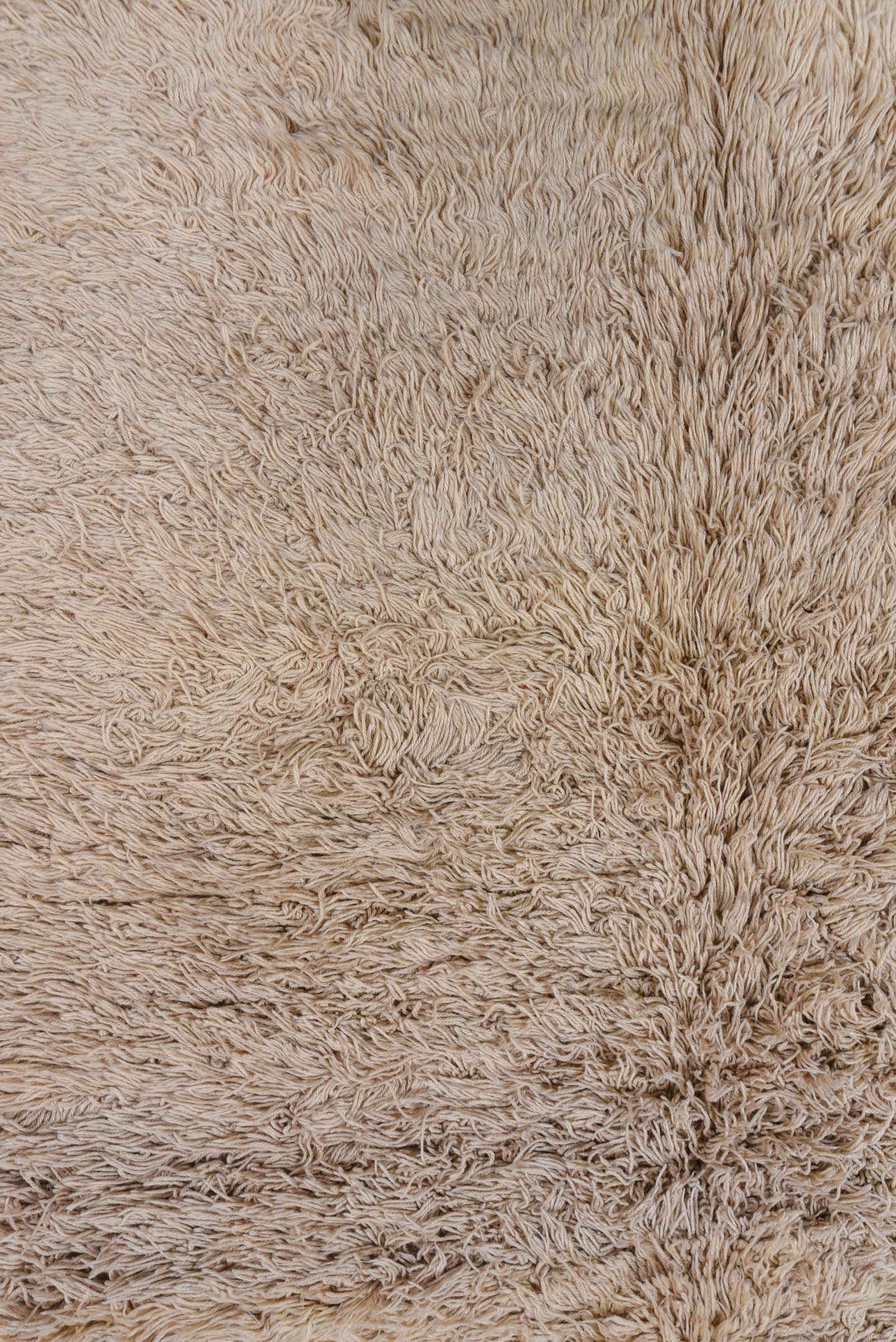 4' x 9' one-of-a-kind handmade vintage Tulu rug. Color palette: ivory, beige, taupe, cream, gray