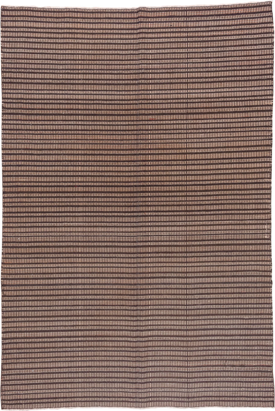 6' x 8' one-of-a-kind handmade vintage Jijim medium size rug. Color palette: brown, camel, ivory, taupe, beige, gray