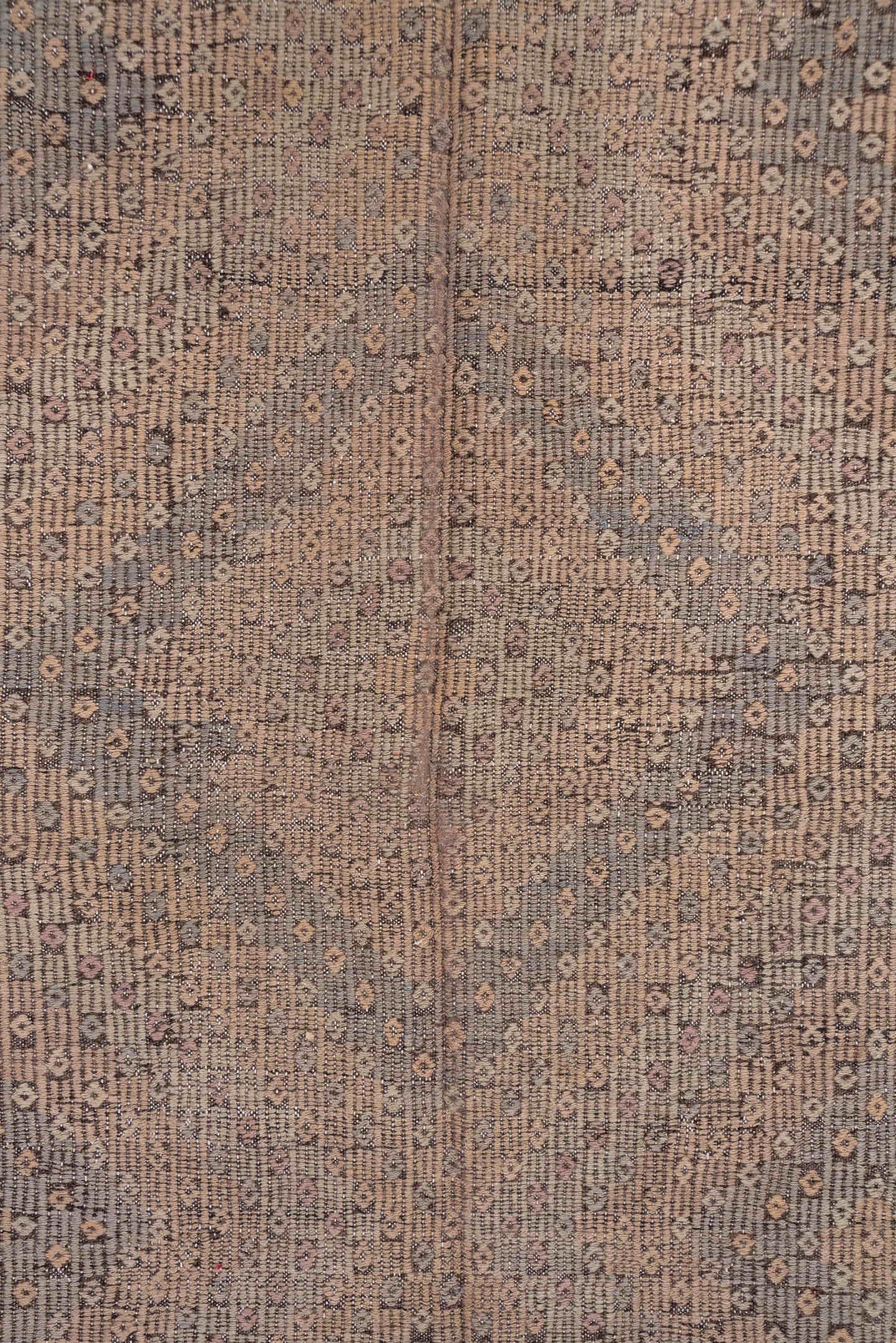 6' x 10' one-of-a-kind handmade vintage Jijim large size rug. Color palette: taupe, brown, charcoal, dusty rose, mauve